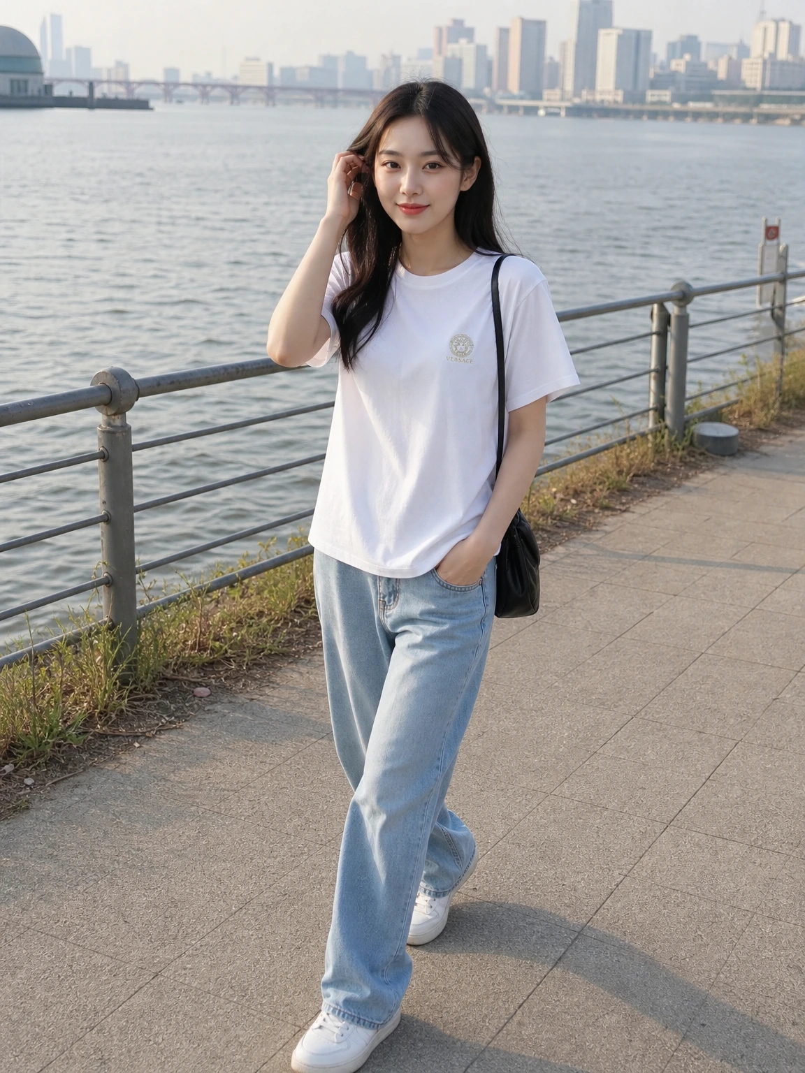 은은한 메두사 포인트 반팔 티셔츠