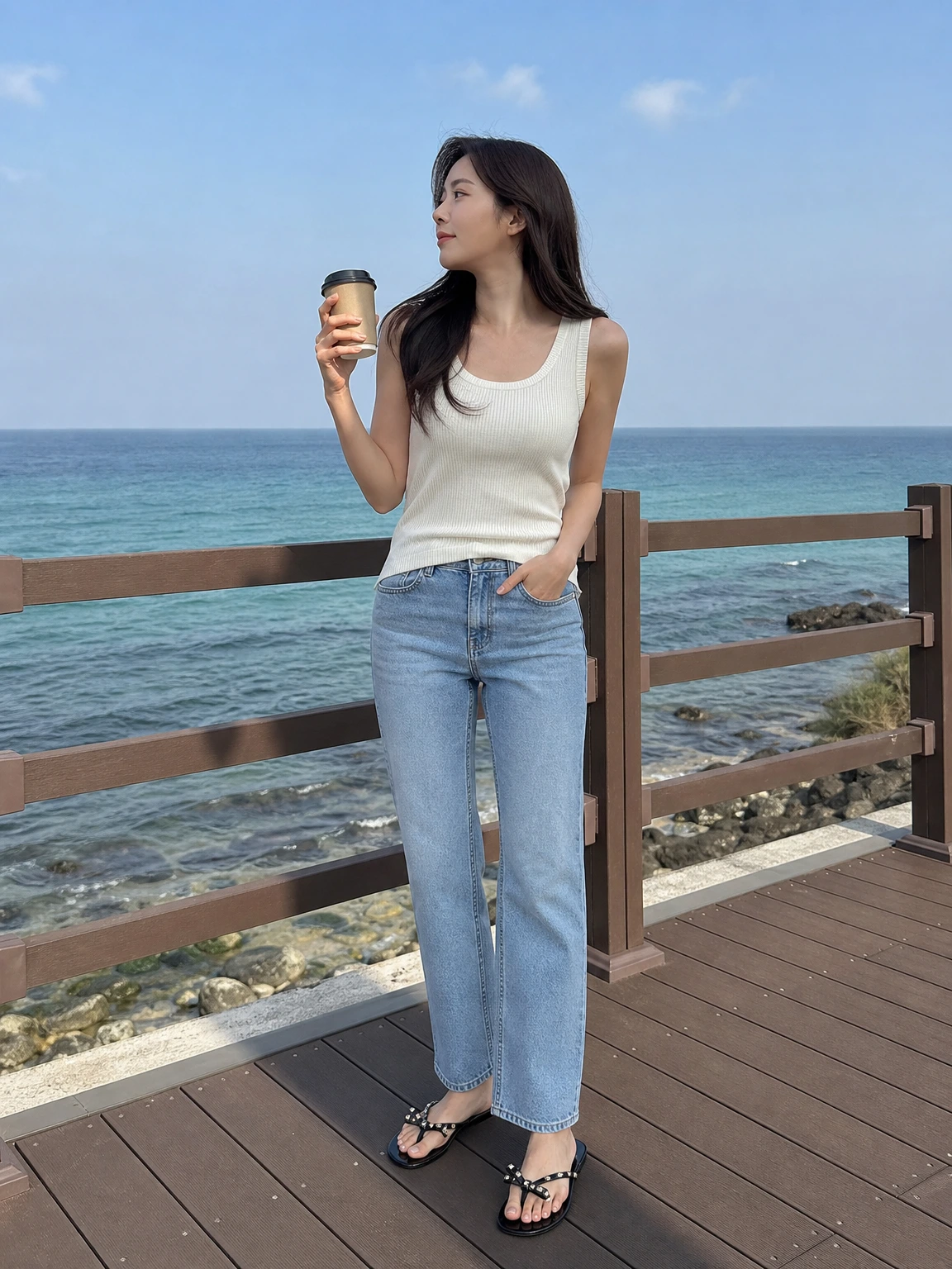 락스터드 리본이 돋보이는 플립플랍