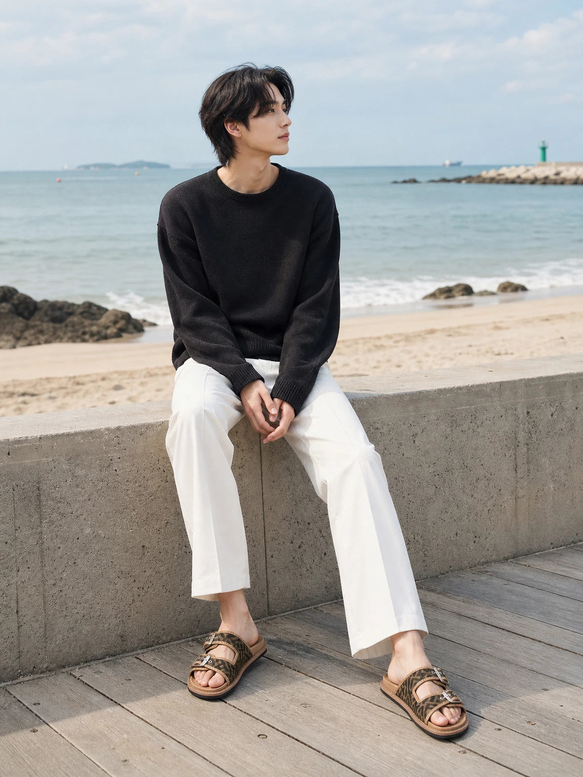 로고 버클이 돋보이는 샌들