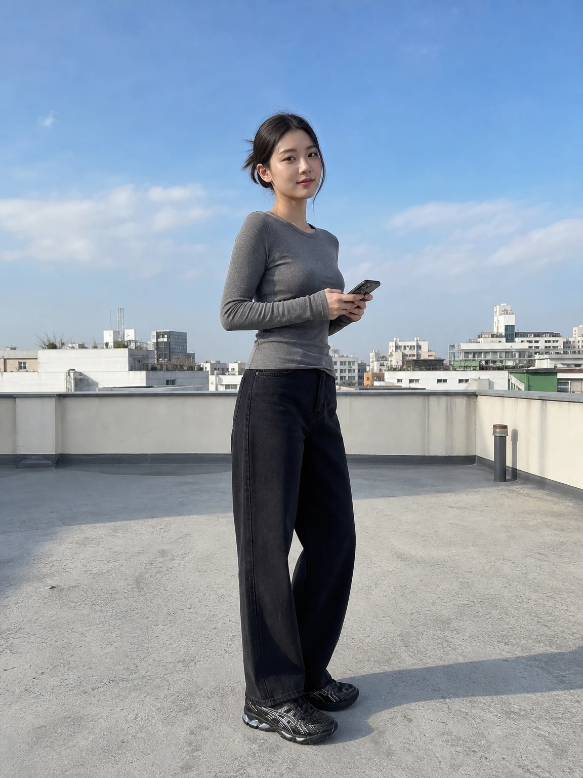 메탈릭 라인이 돋보이는 스니커즈