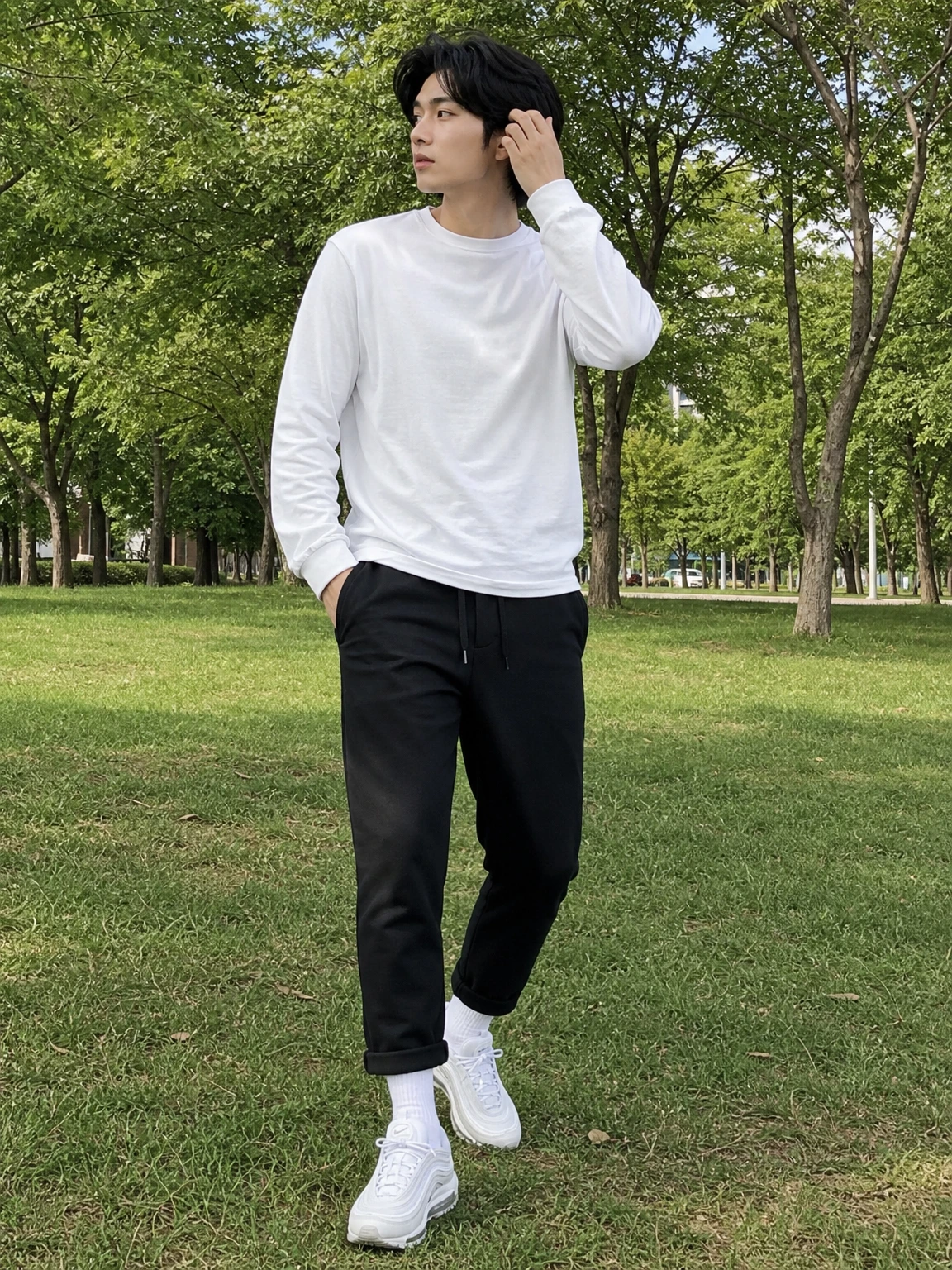 물결 라인이 돋보이는 스니커즈