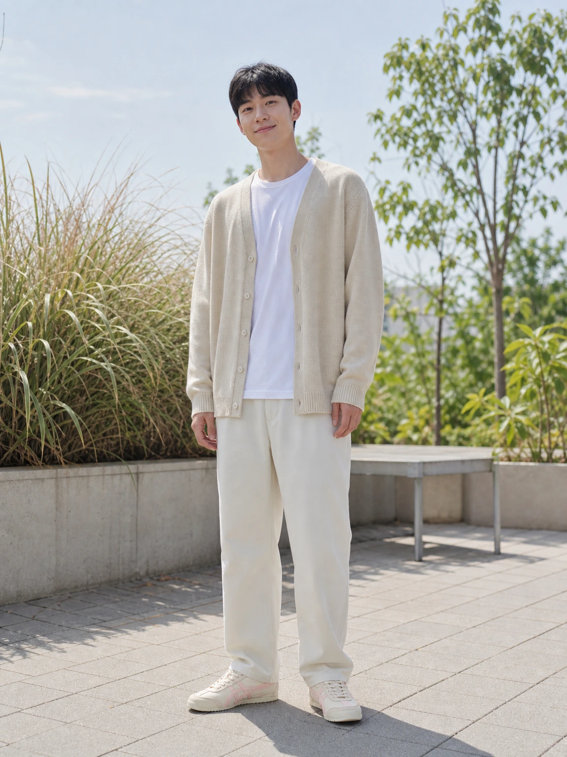 부드러운 스트라이프의 스니커즈