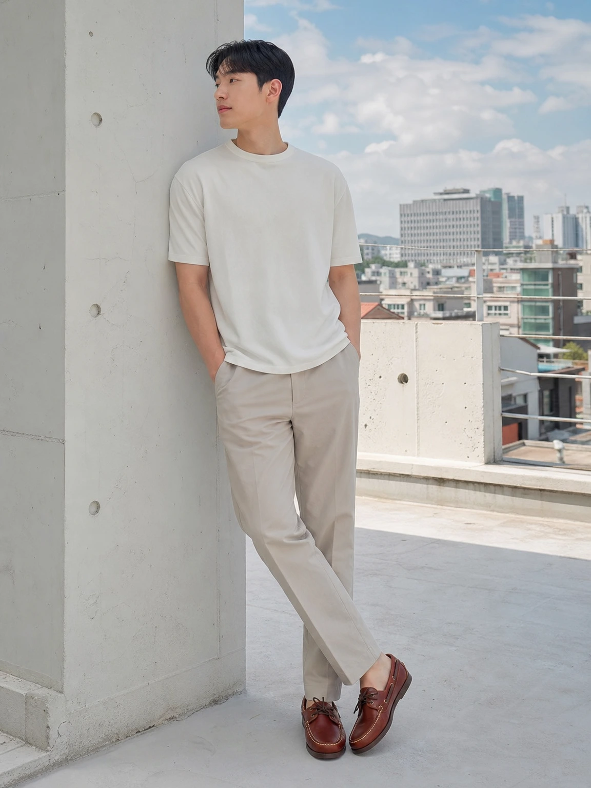스티치가 돋보이는 보트 슈즈