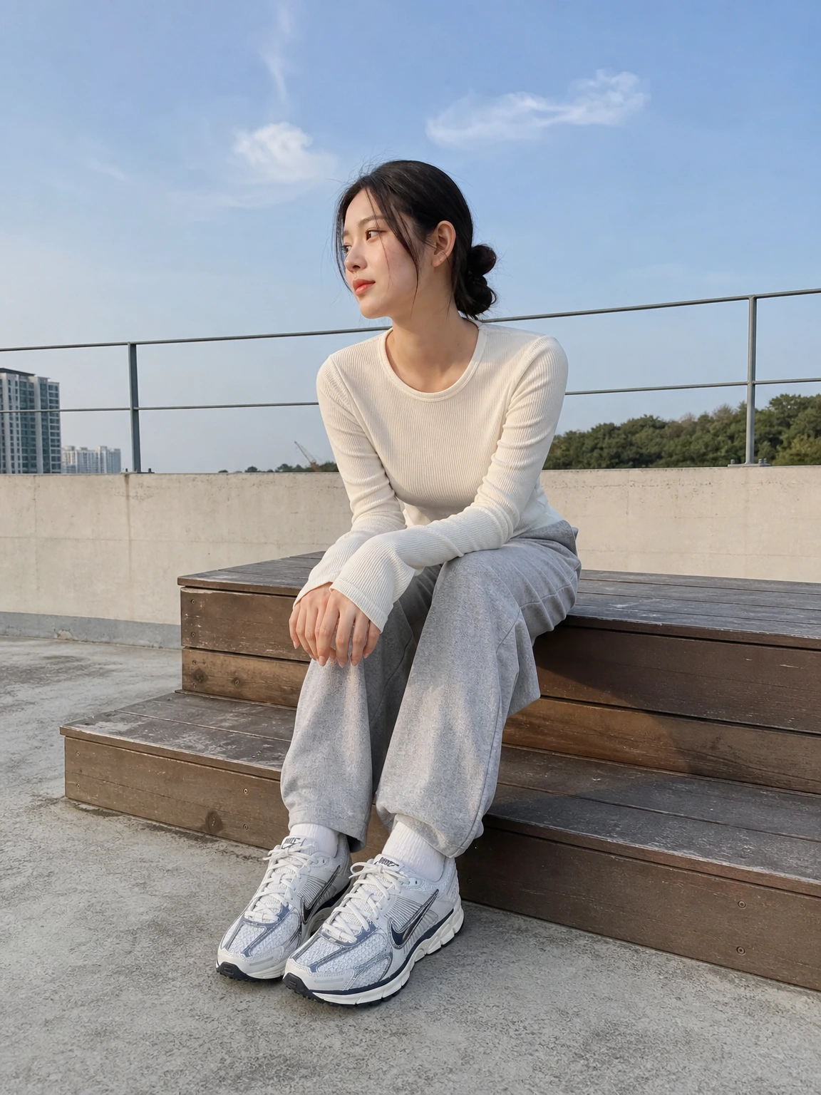 메탈릭 스우시가 돋보이는 스니커즈