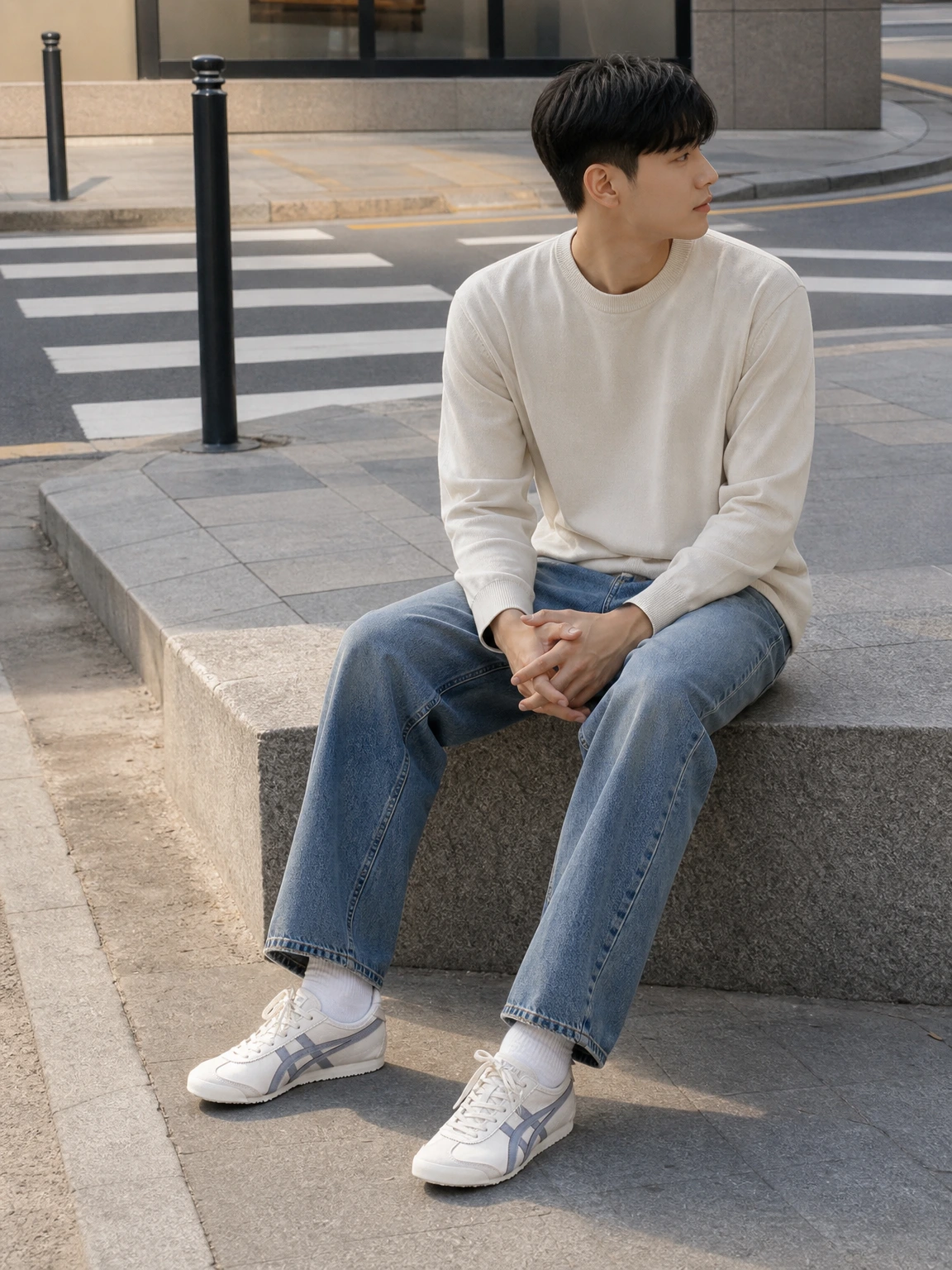 슬림한 실루엣의 스니커즈