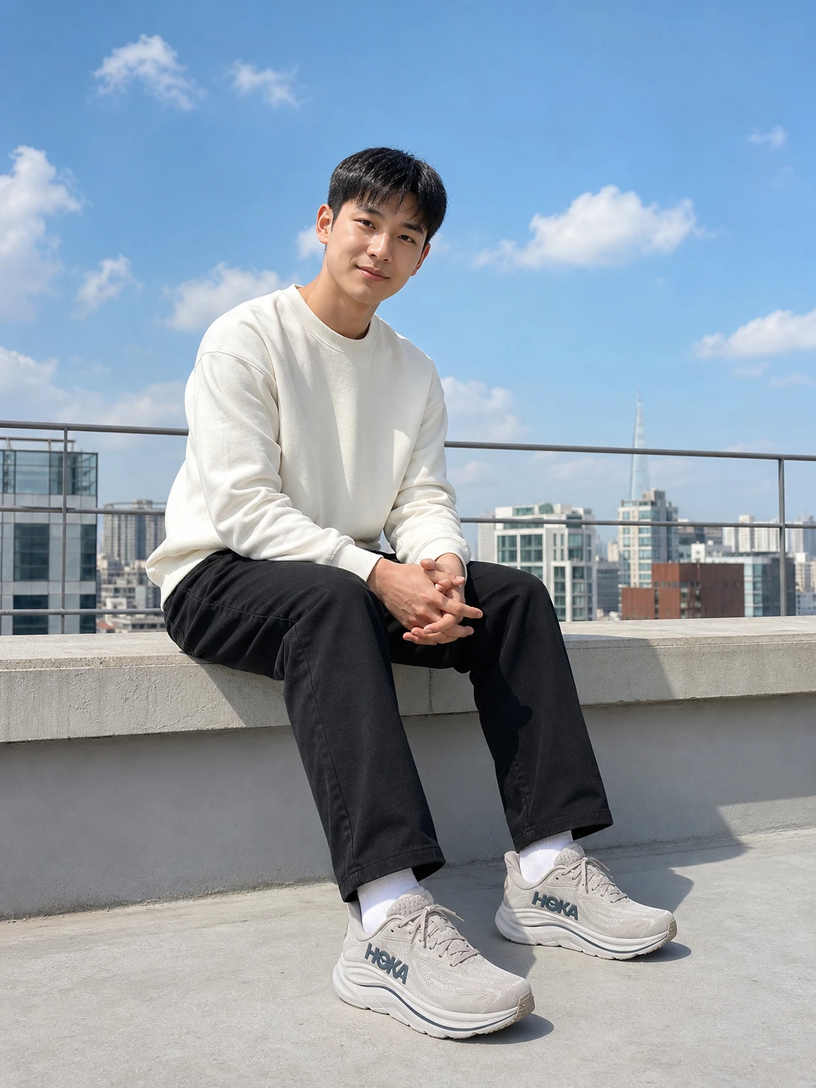 두툼한 러닝 솔이 돋보이는 스니커즈