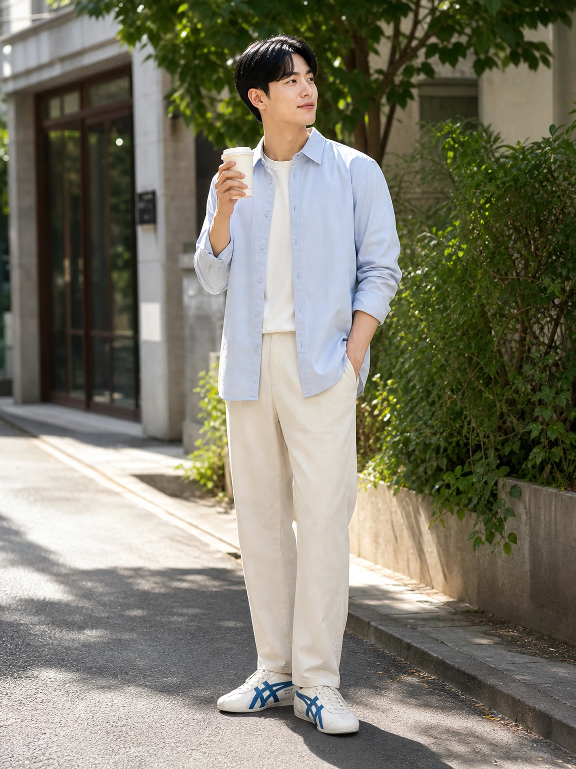 사이드 스트라이프가 돋보이는 스니커즈