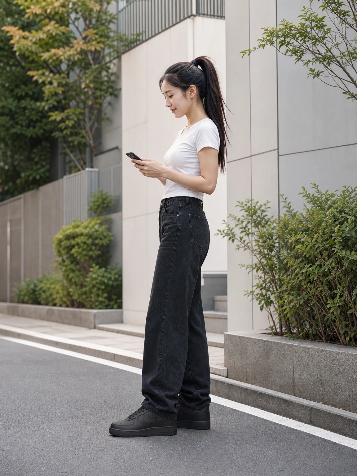 올블랙으로 담은 로우컷 스니커즈