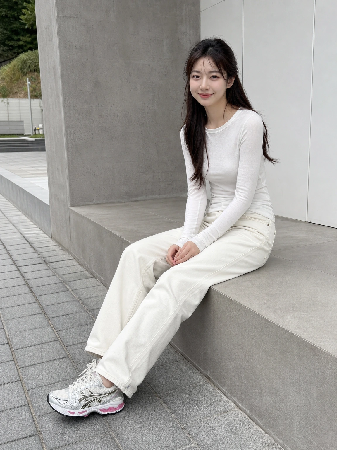 핑크 젤 쿠셔닝이 돋보이는 런닝화