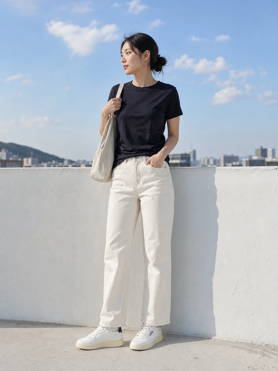 가벼운 컬러 포인트 로우 스니커즈