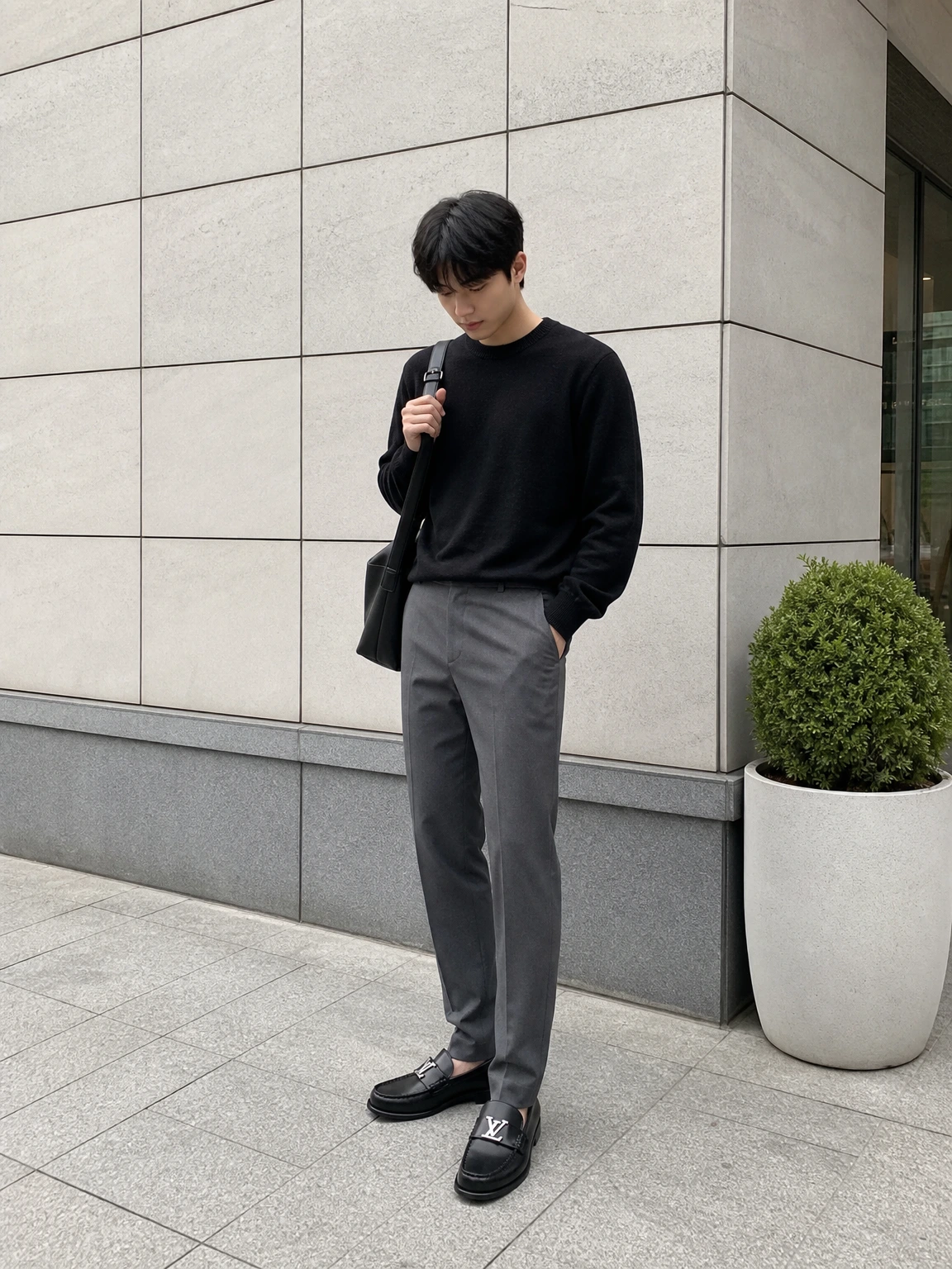 LV 메탈 로고가 돋보이는 로퍼