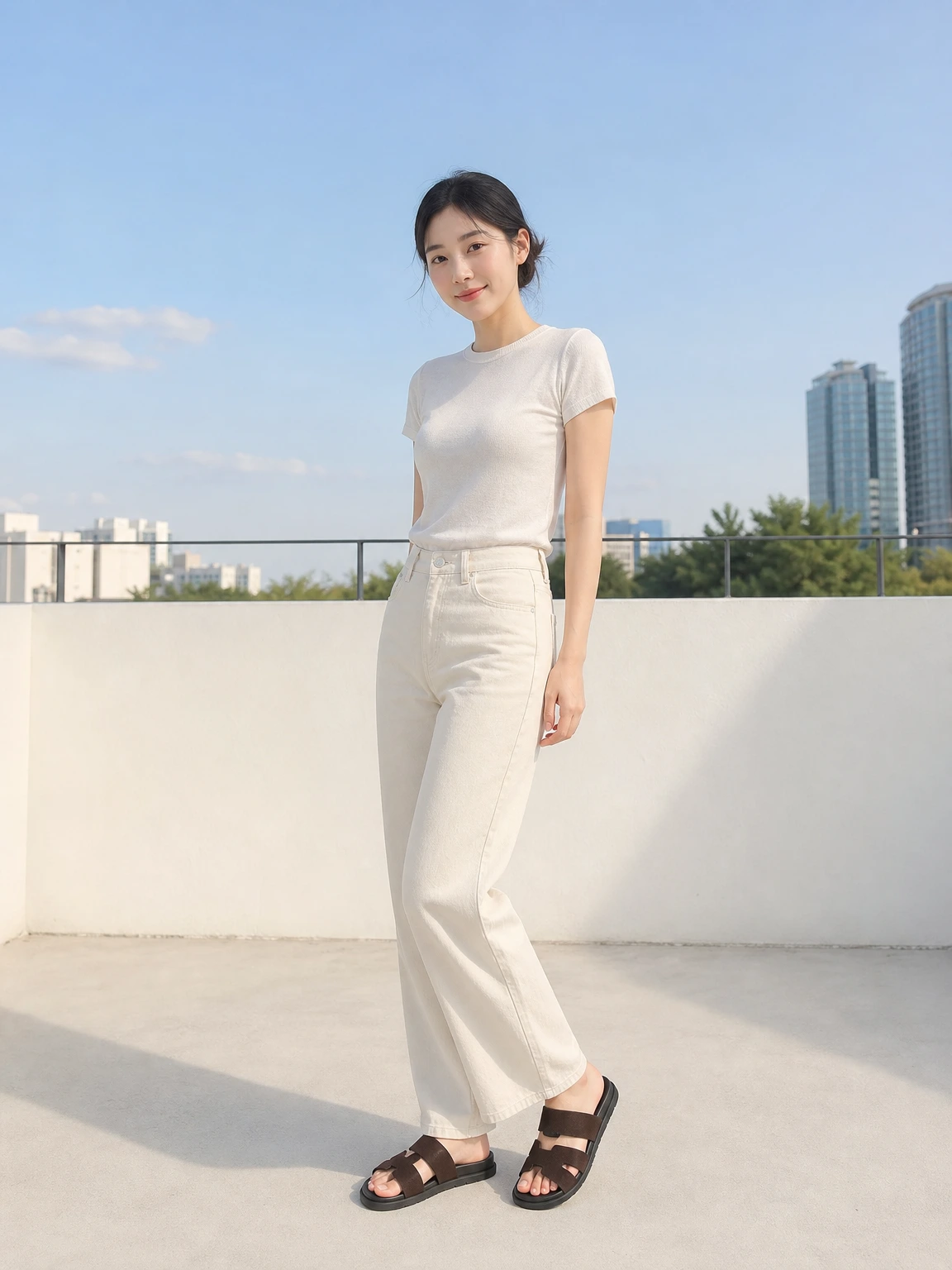 H 컷아웃이 돋보이는 샌들