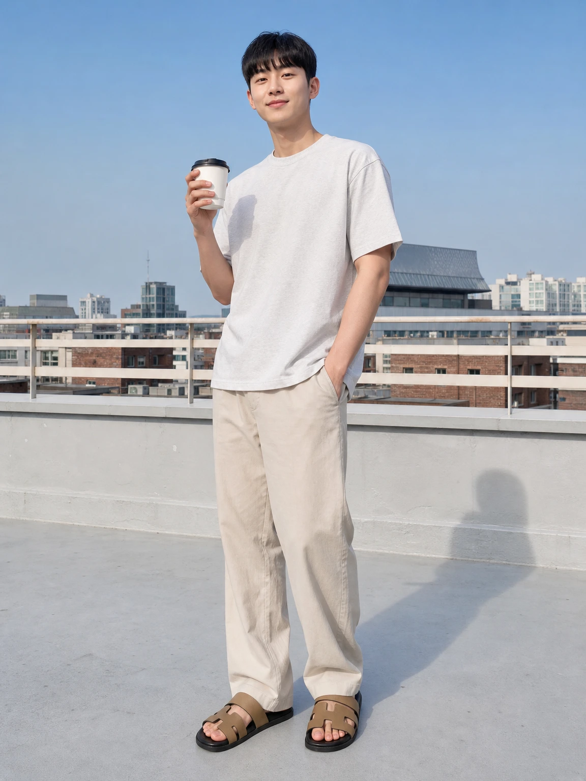 H 컷 스트랩이 돋보이는 샌들