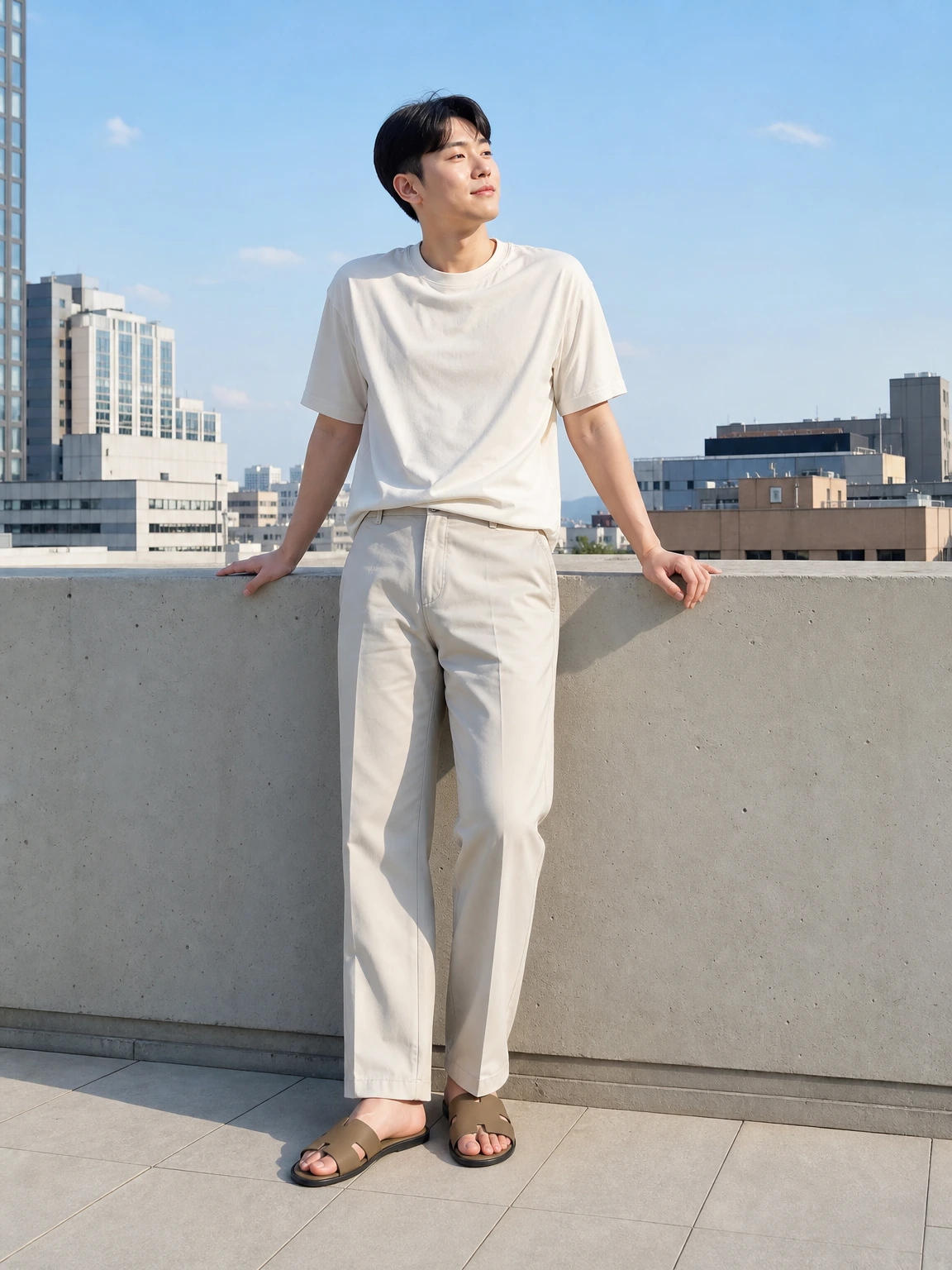 H 컷아웃이 돋보이는 샌들