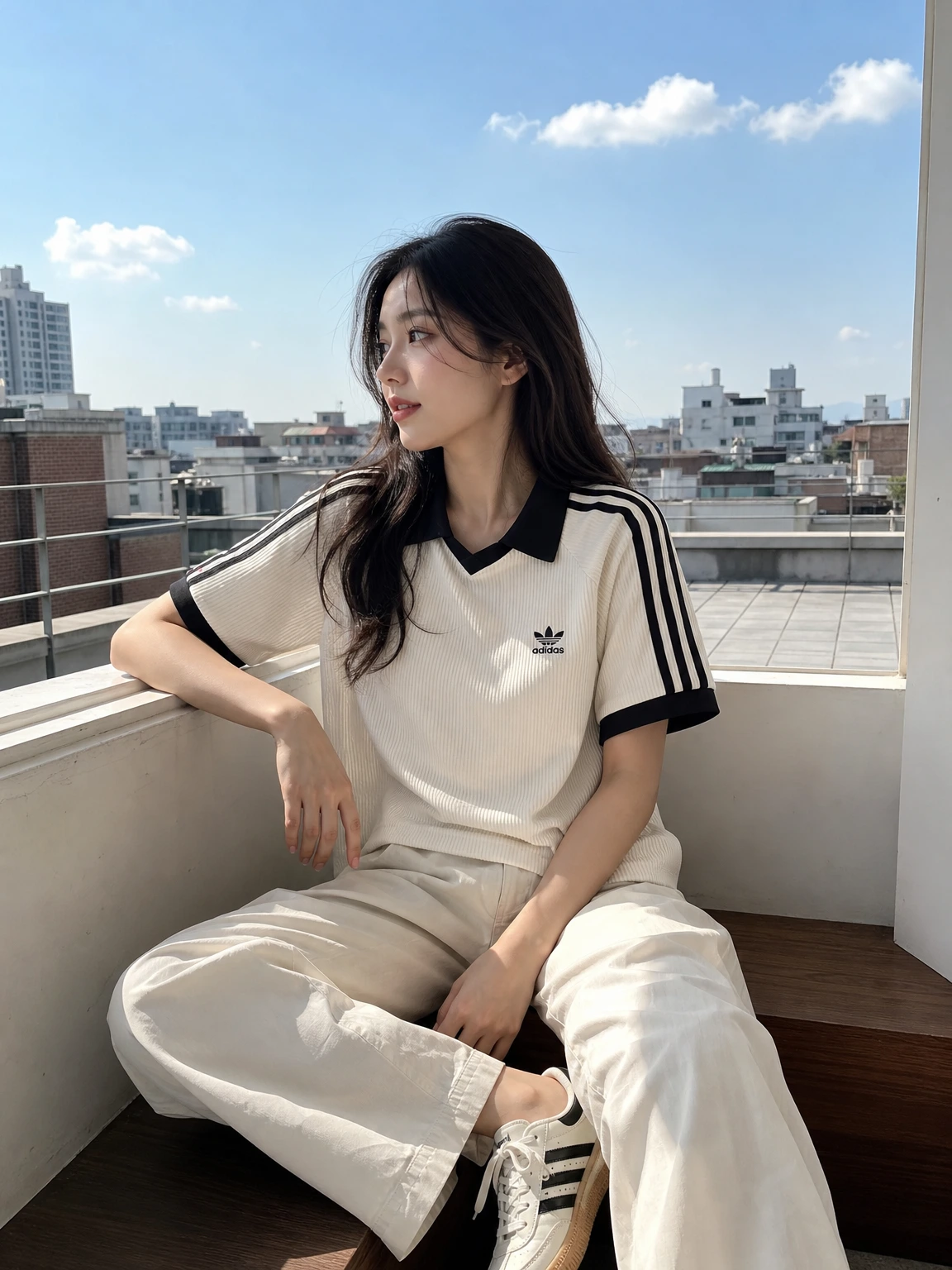 배색 카라로 포인트 준 폴로 셔츠