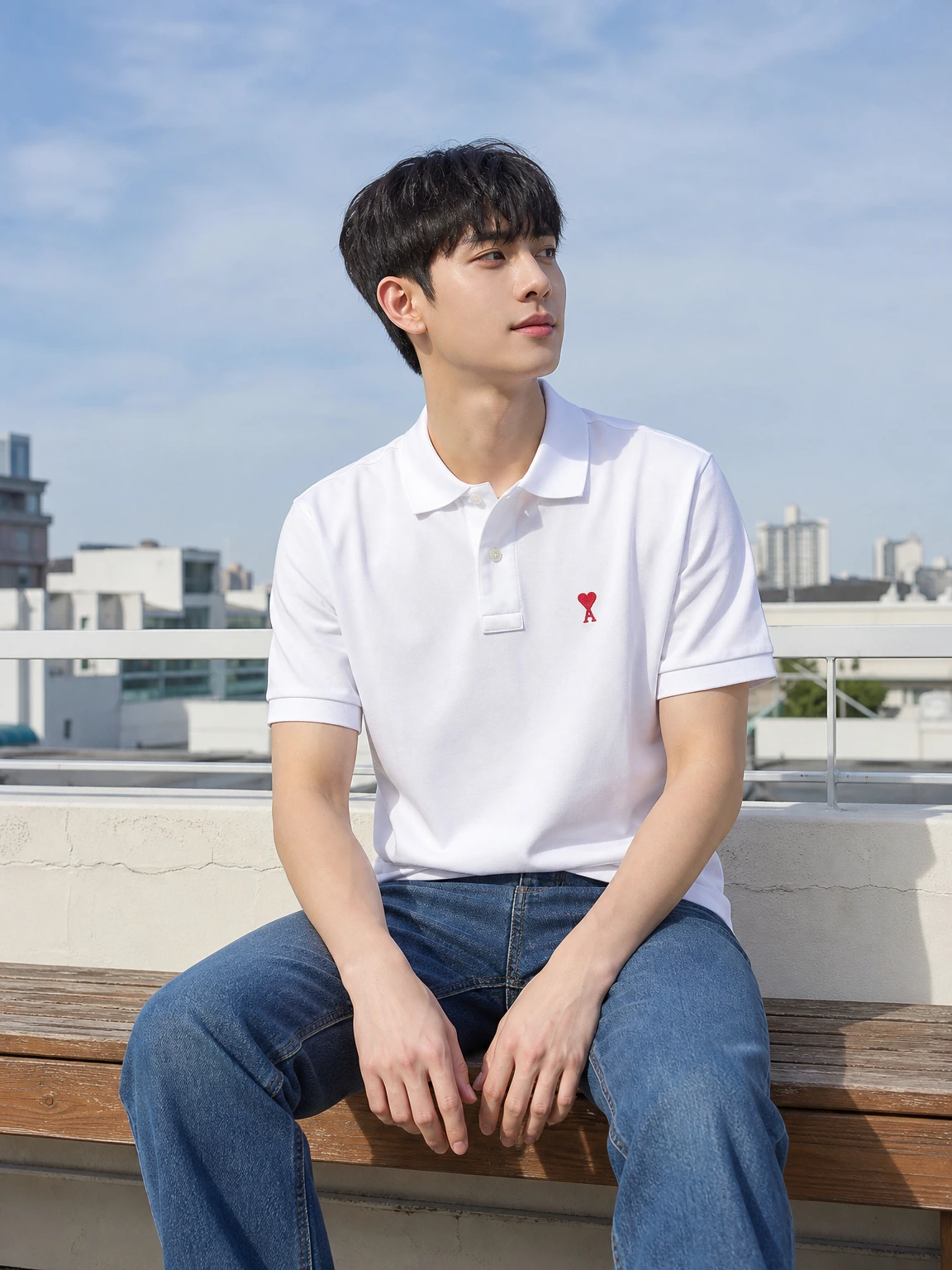 하트 자수로 포인트 준 카라티