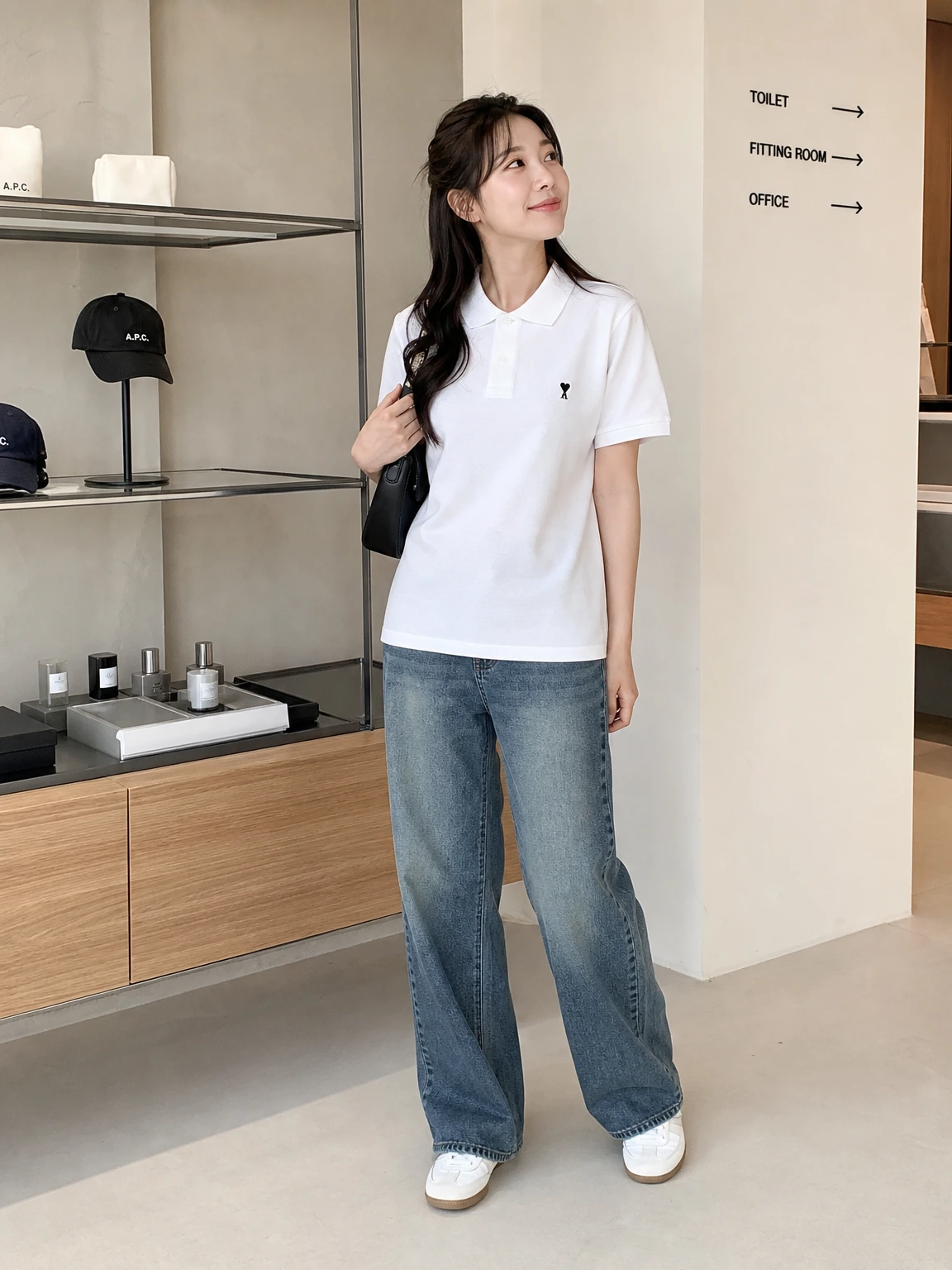 스몰 하트로 포인트 준 폴로 티셔츠