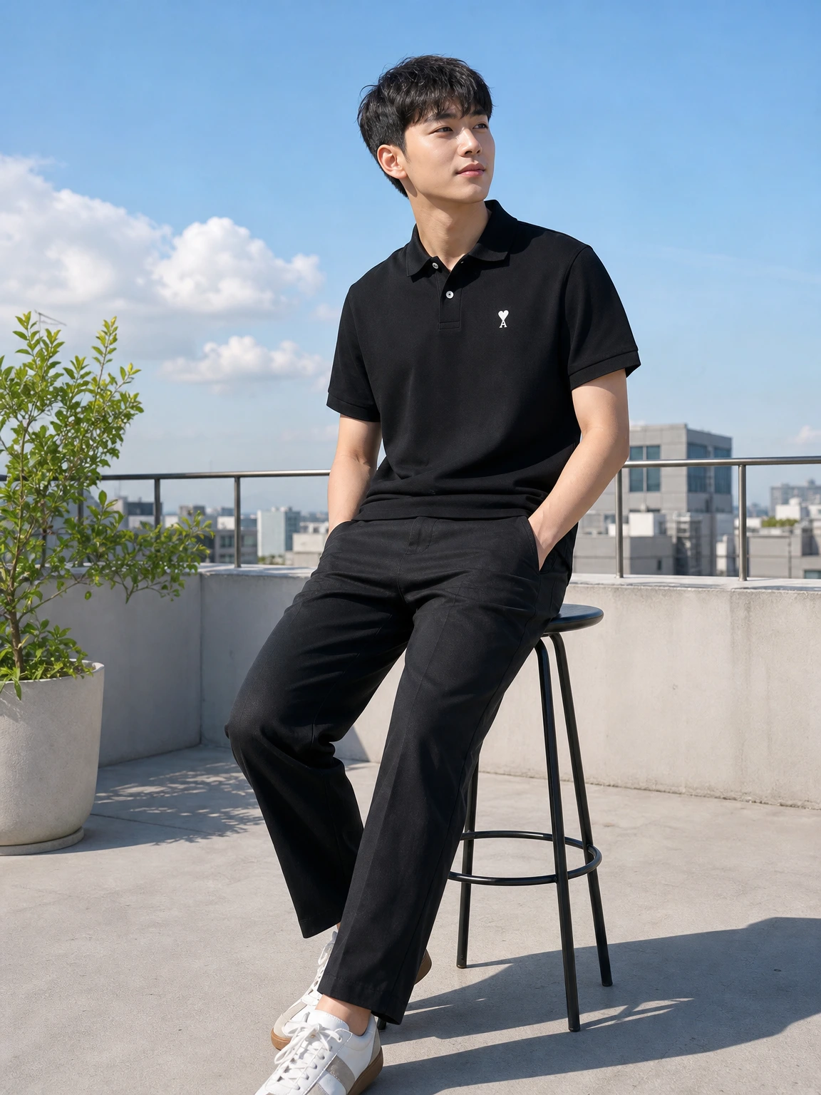 스몰 하트로 포인트 준 폴로 셔츠