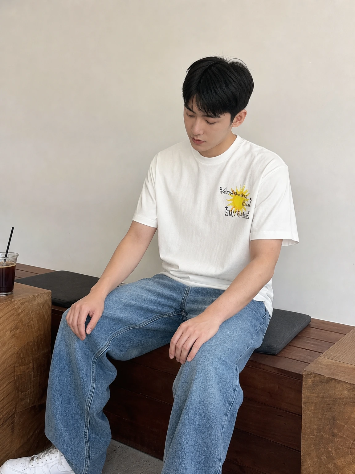 해가 떠오르는 그래픽 반팔 티셔츠