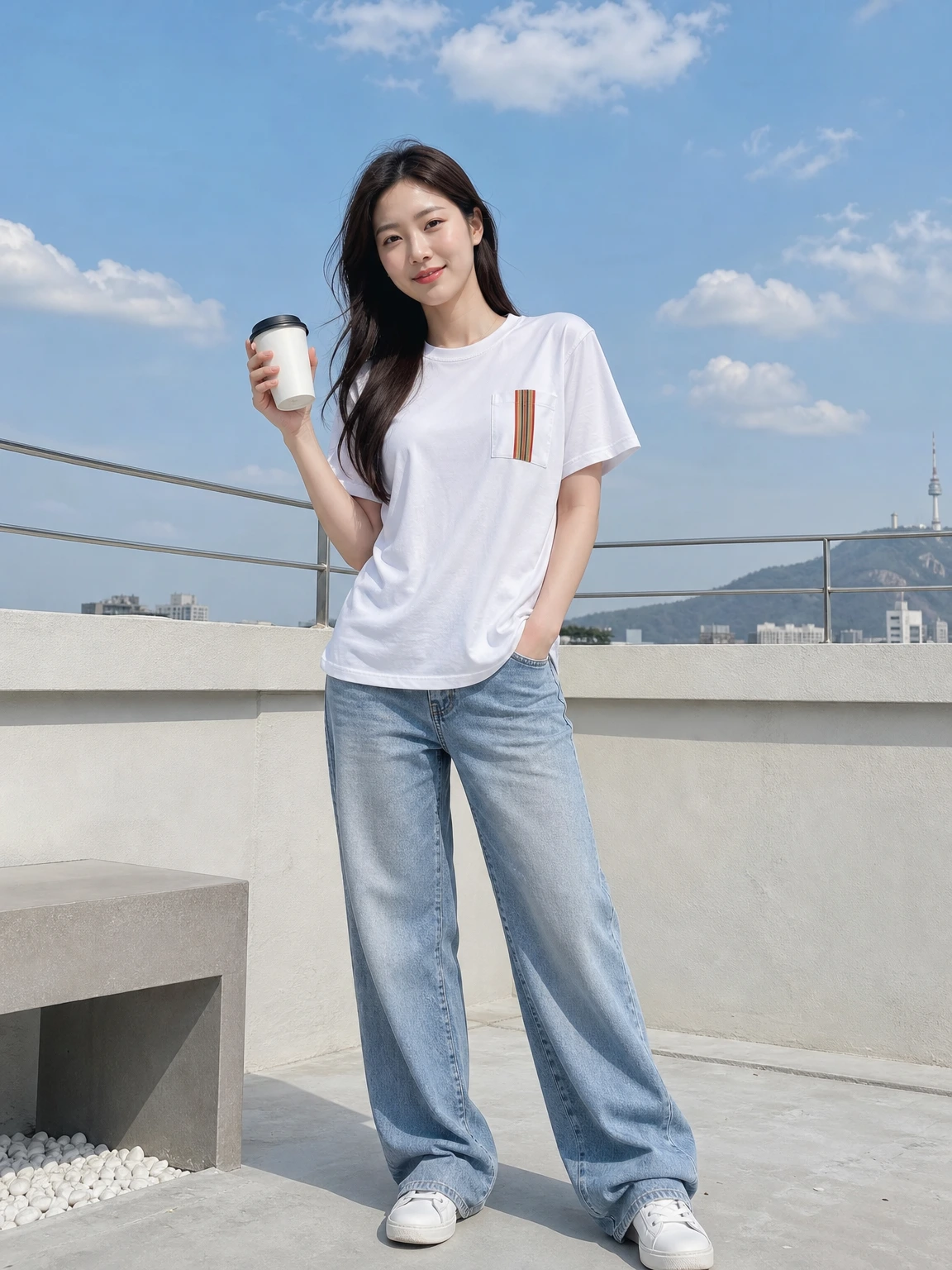 포켓 배색이 돋보이는 반팔 티셔츠
