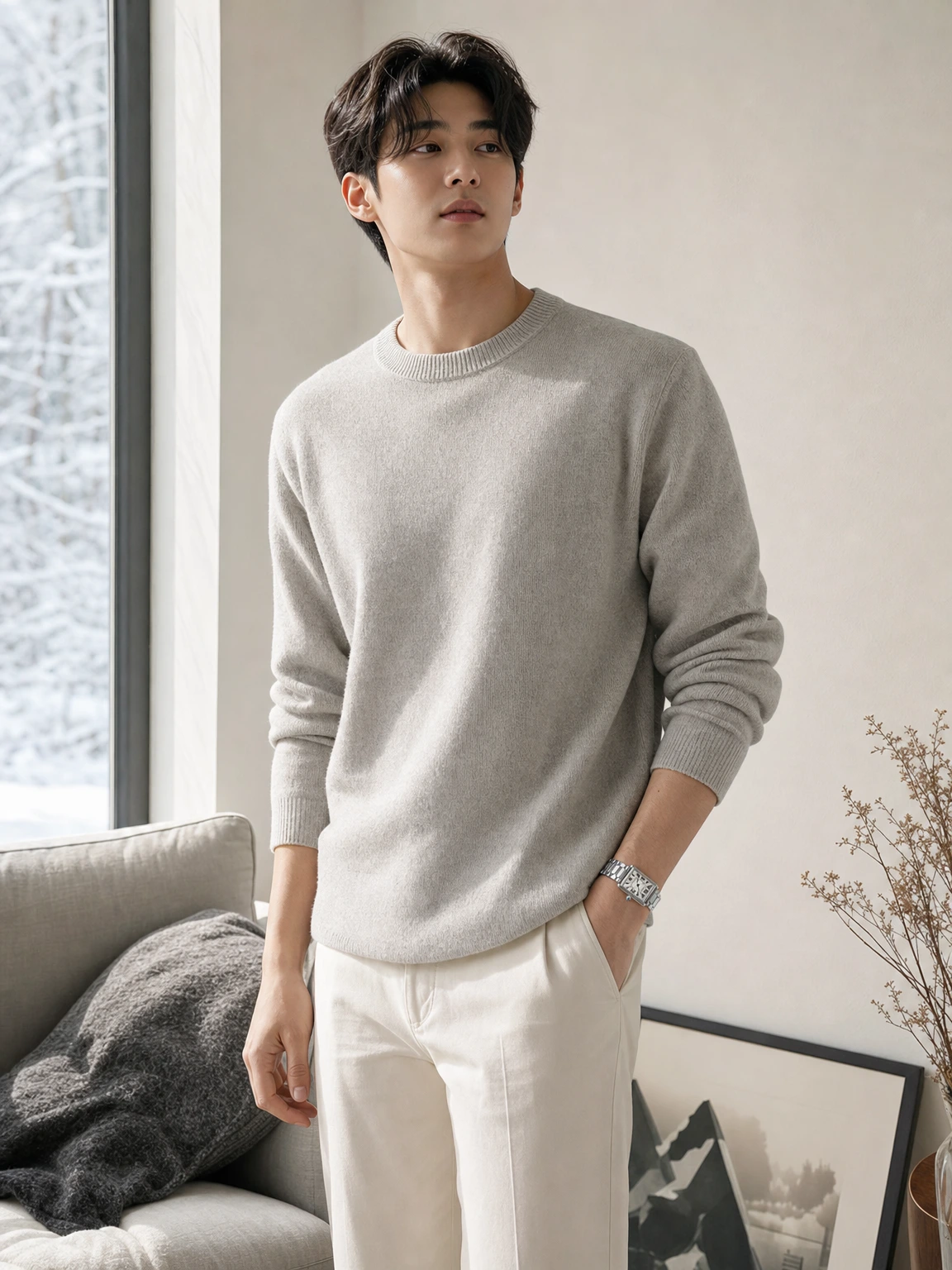 브레이슬릿이 단정한 라지 시계