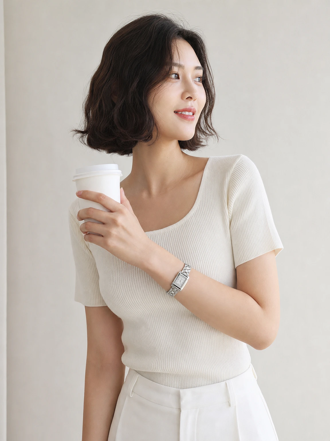 사각 프레임이 단정한 시계