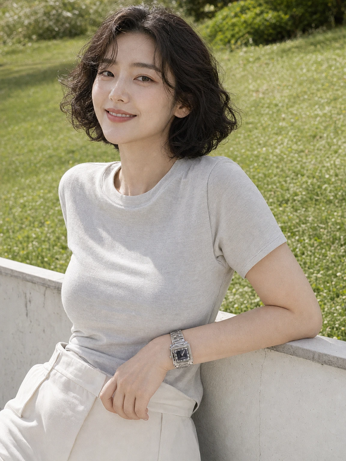 사각 프레임이 돋보이는 시계