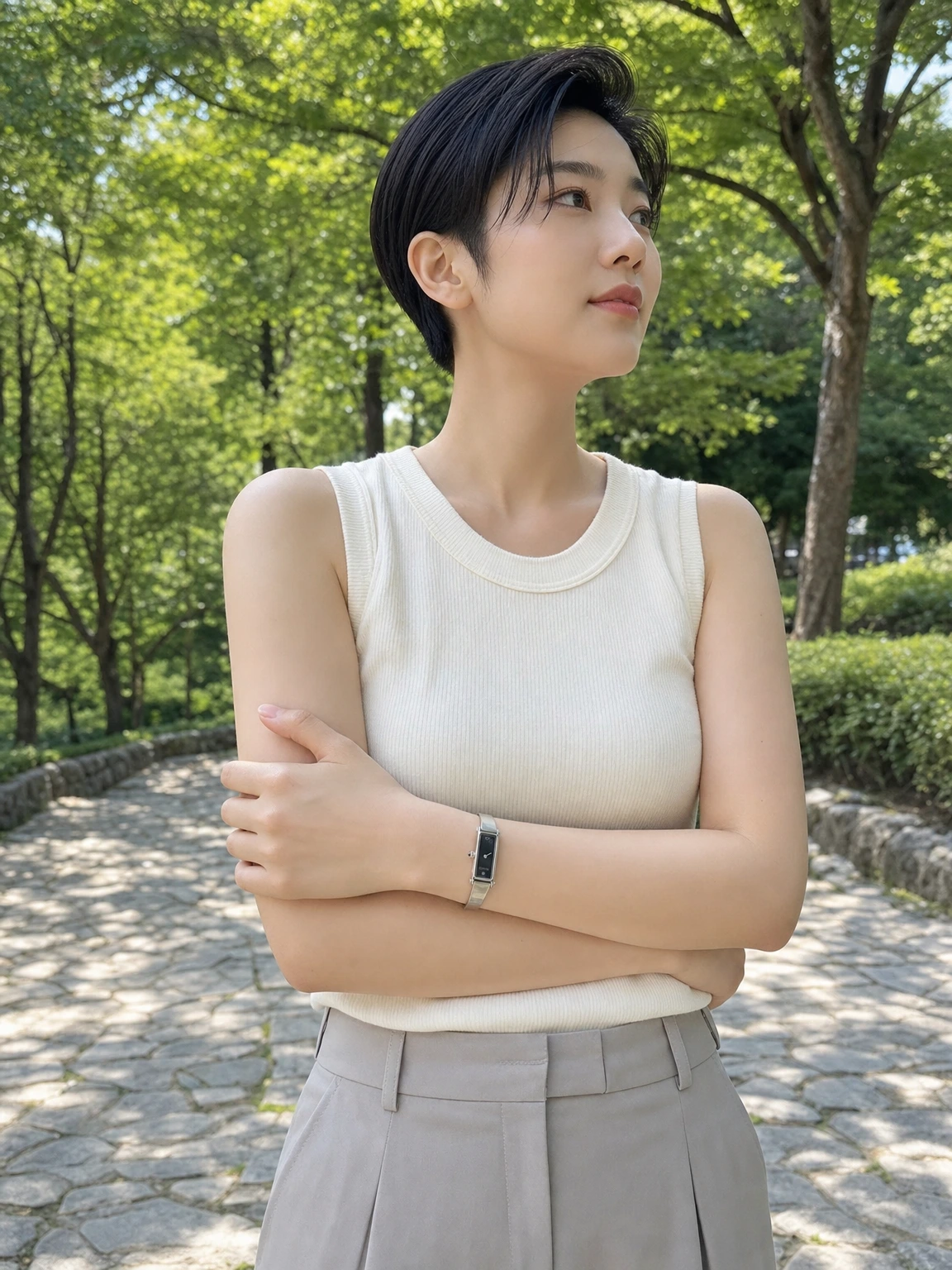 작은 다이아 포인트 뱅글 시계