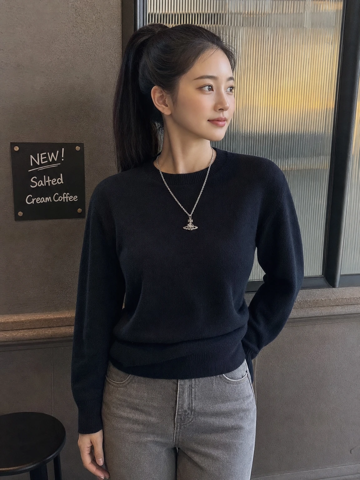 오브 실루엣이 돋보이는 목걸이