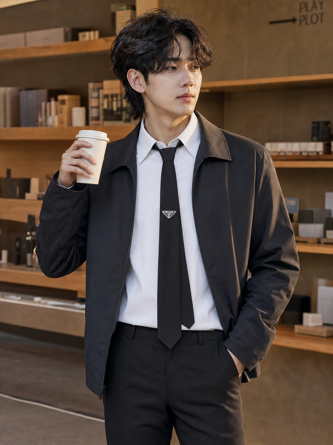 메탈 로고가 돋보이는 넥타이