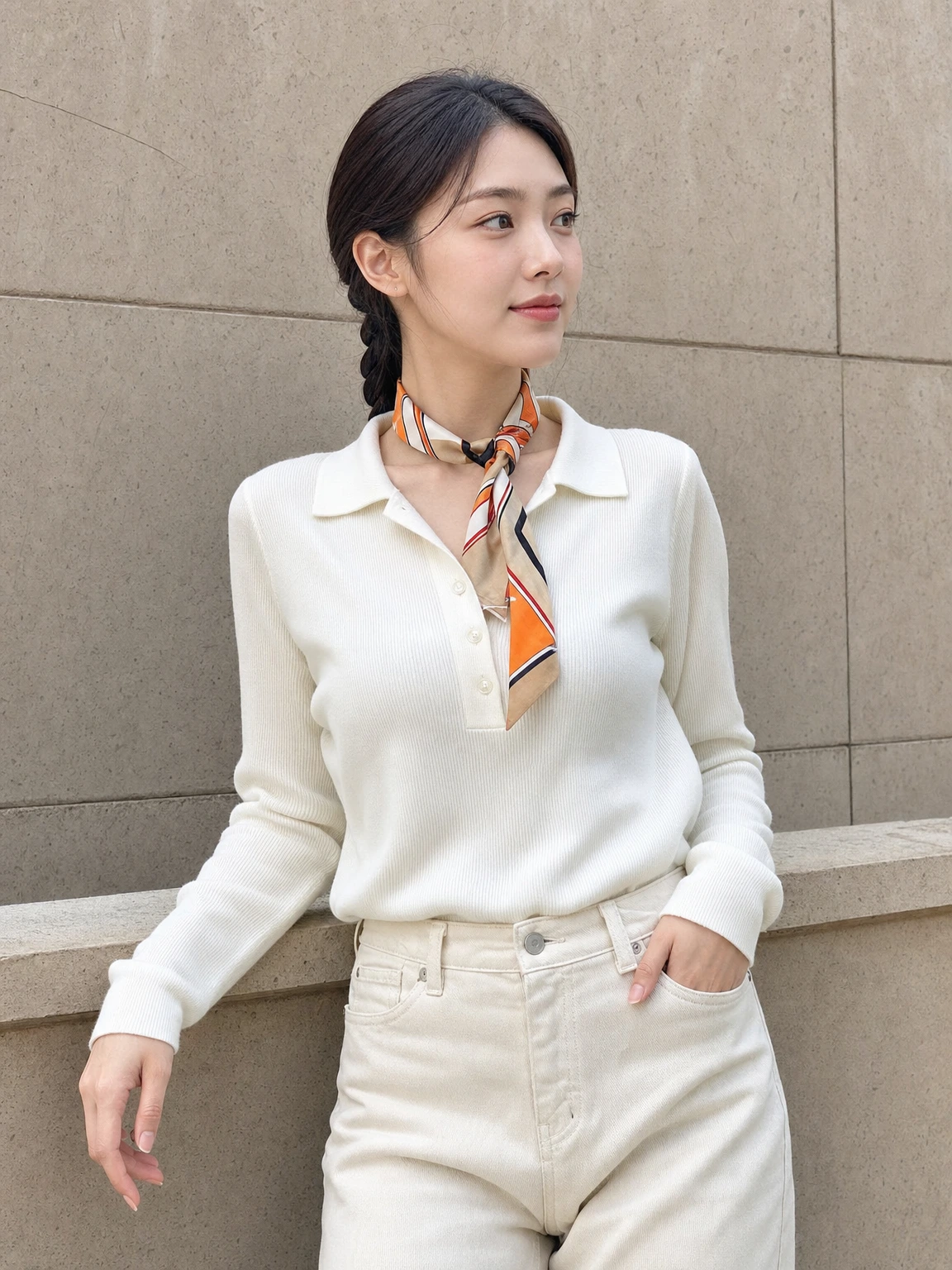 비비드 패턴의 방도 실크 스카프
