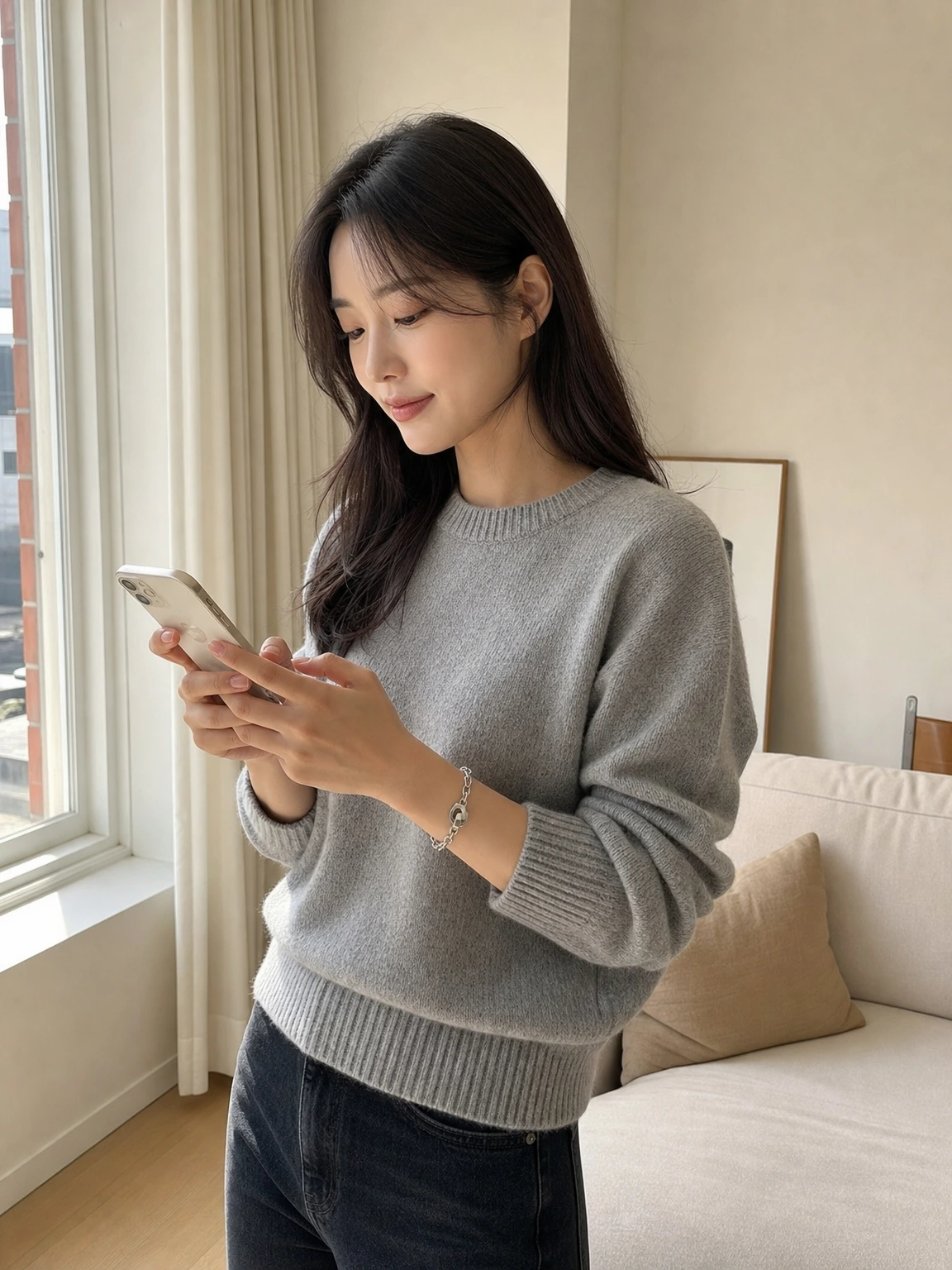 실버 체인이 돋보이는 팔찌