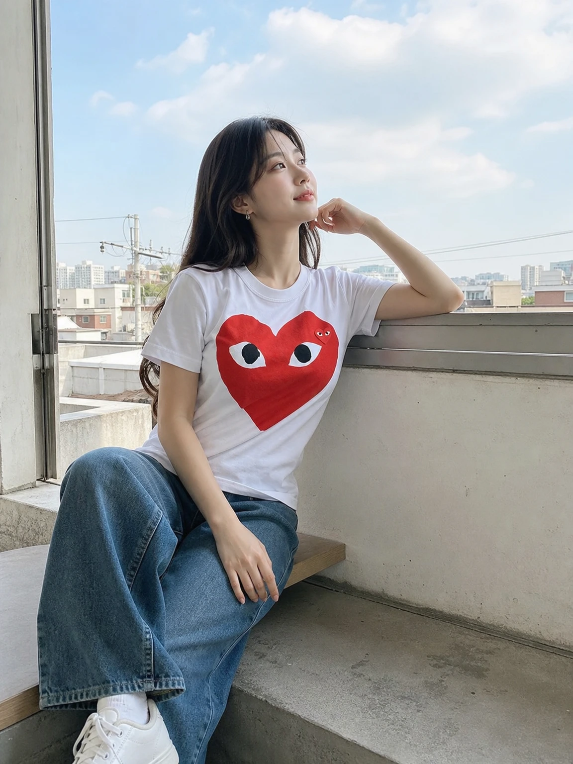 빅하트로 시선 모으는 반팔티셔츠
