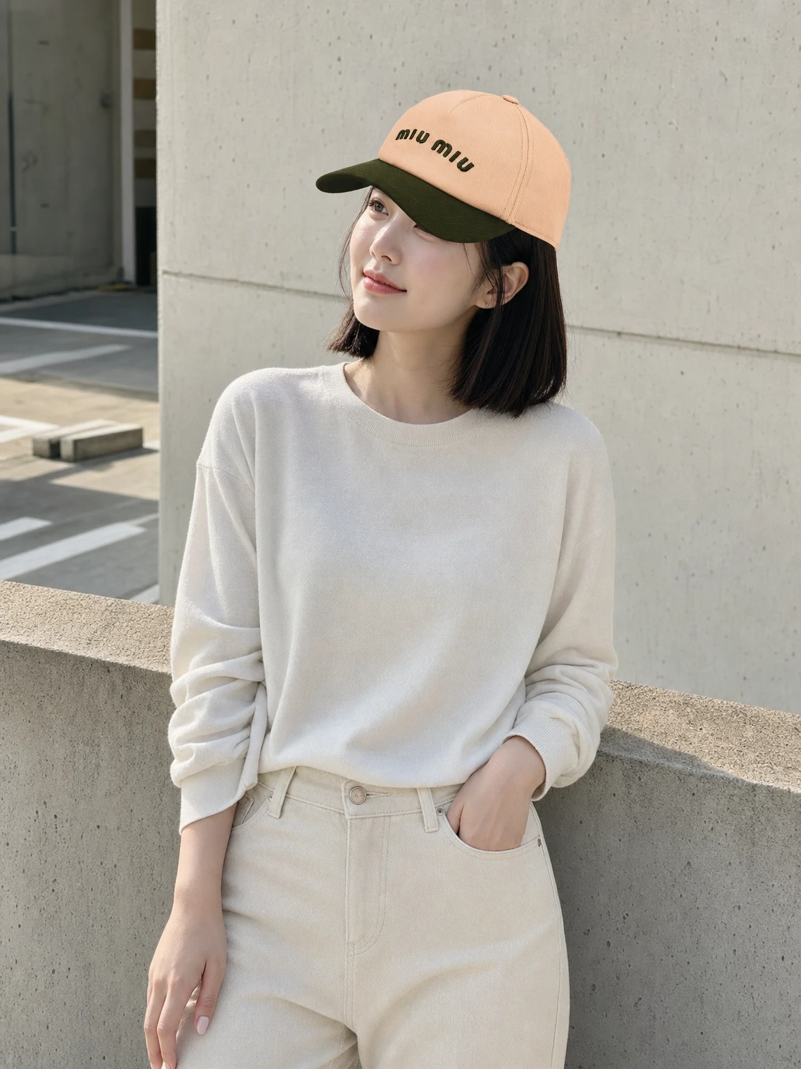 배색이 사랑스러운 로고 볼캡