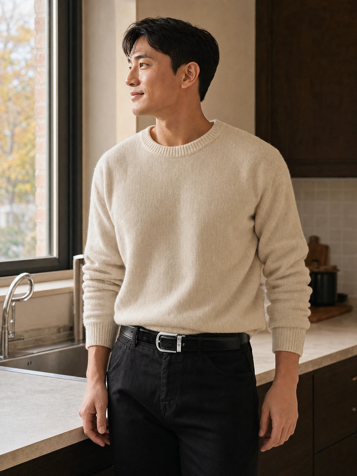 곡선 버클의 정제된 벨트