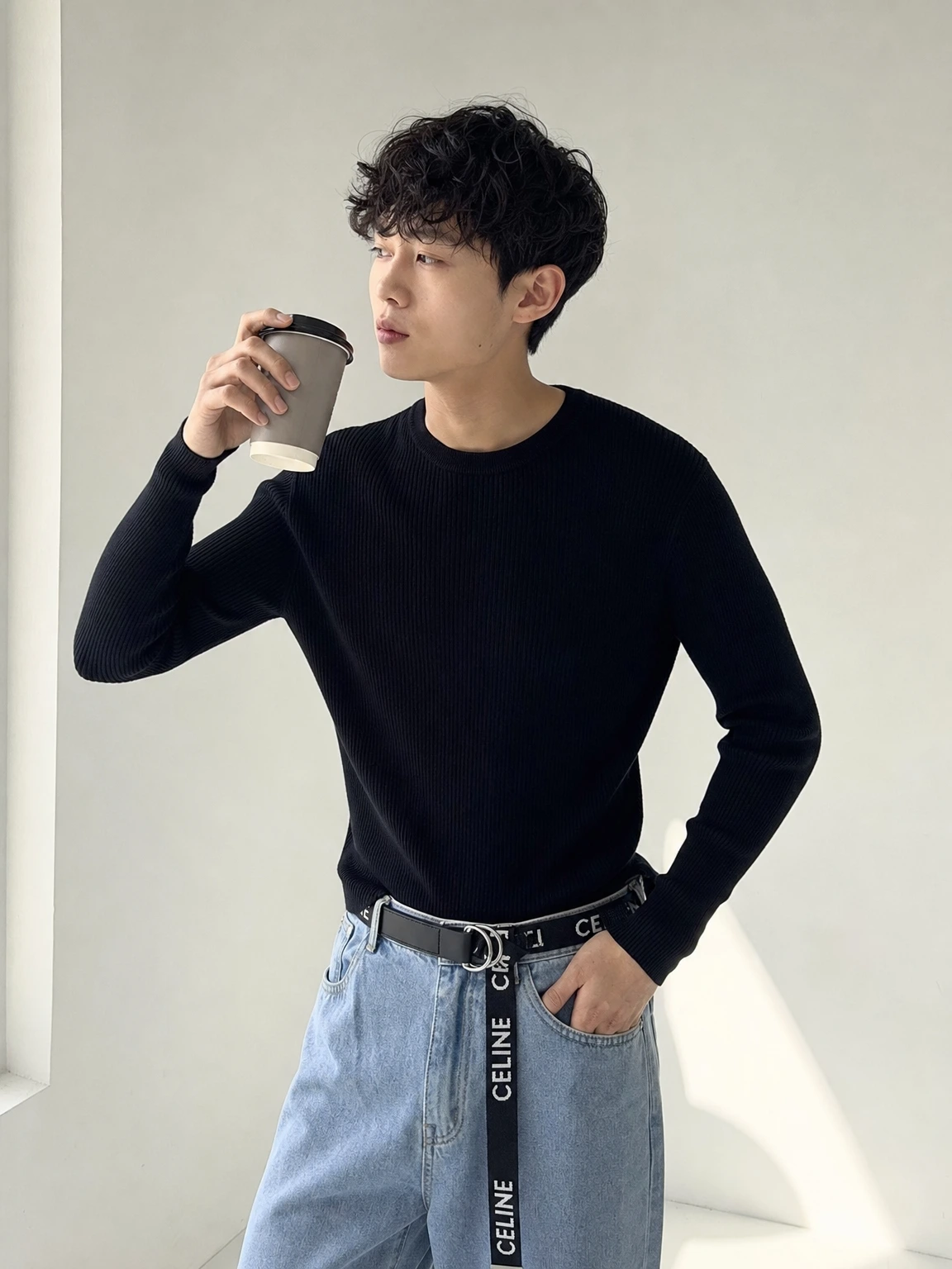 로고 스트랩 링 포인트 벨트