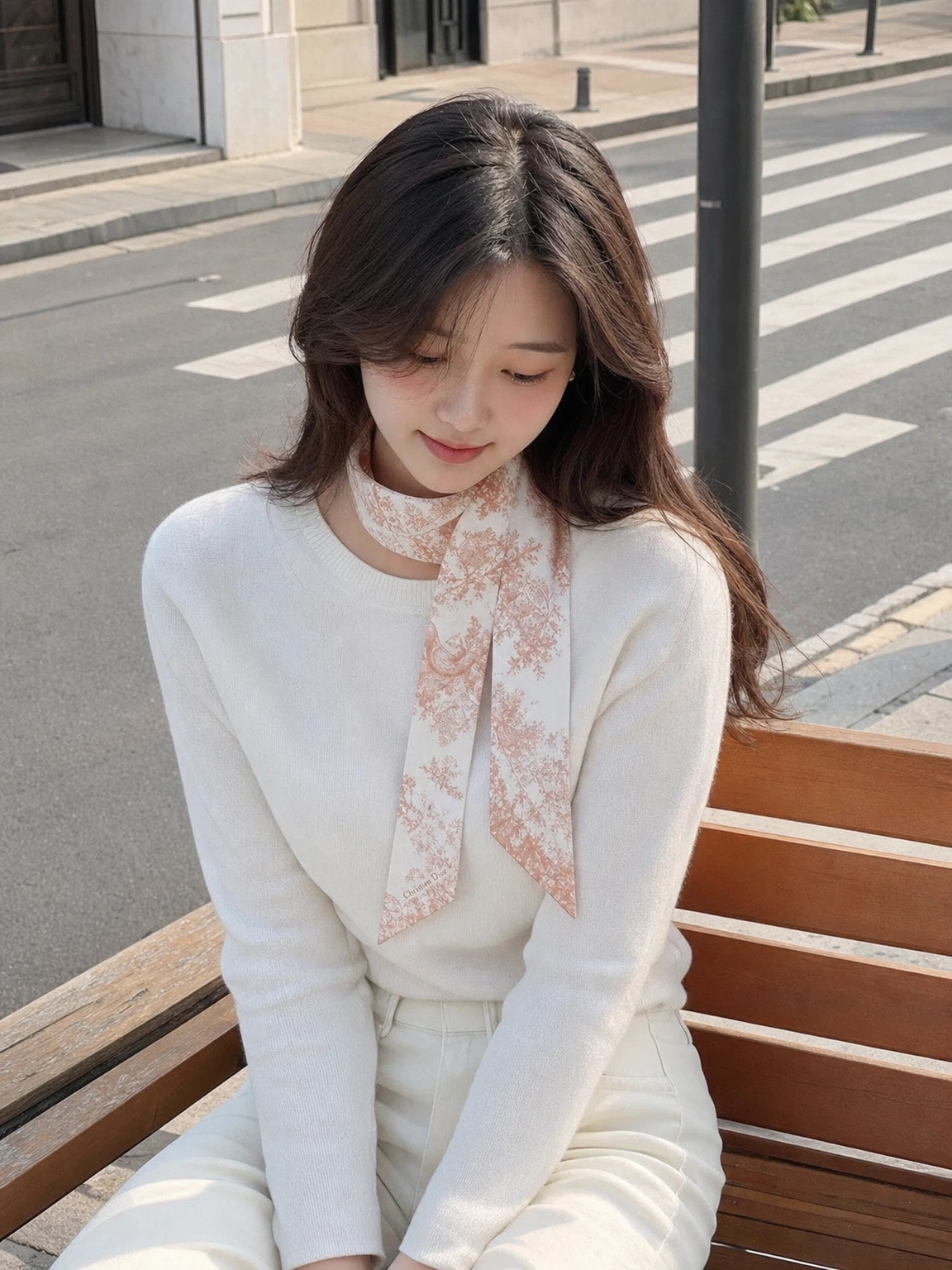 손목에 두르는 실크 미차 스카프