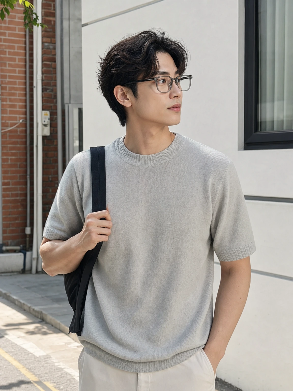 사각 투명 뿔테가 돋보이는 안경테