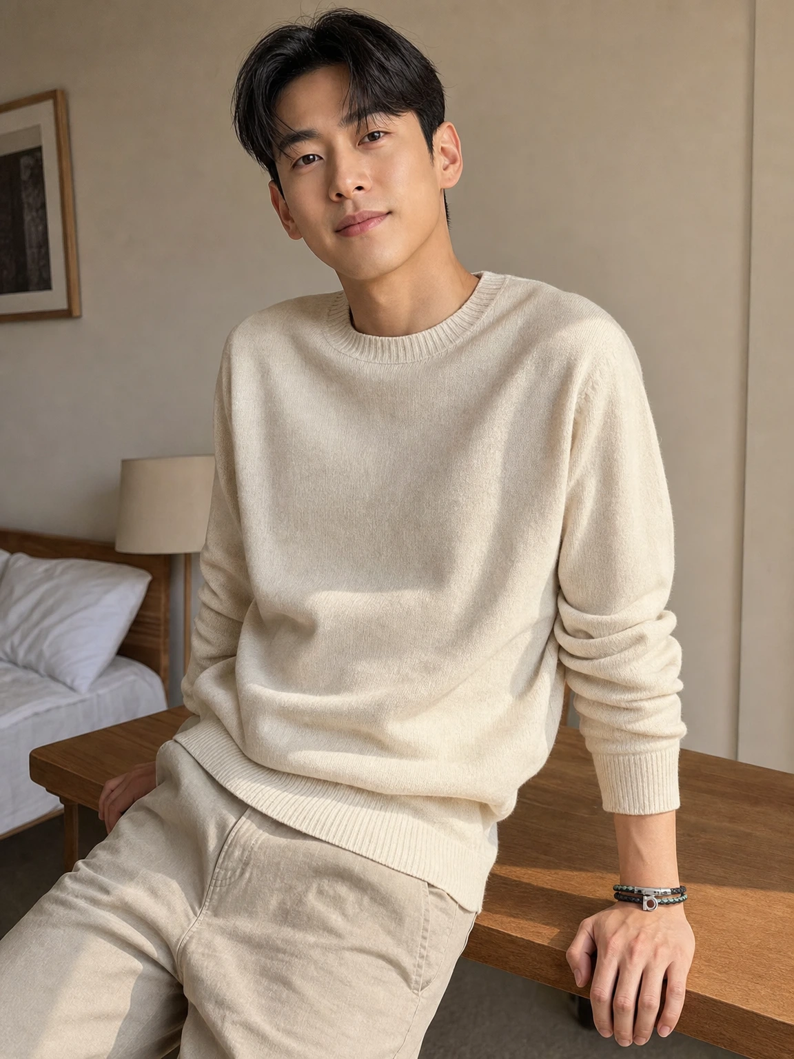 꼬임 레더가 돋보이는 팔찌