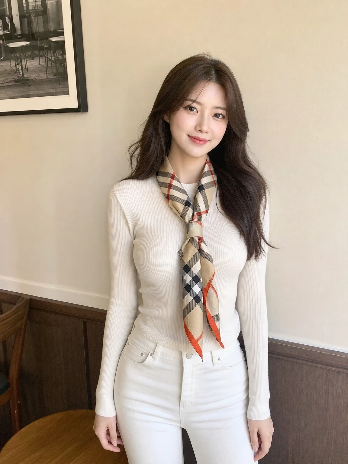 슬림하게 두르는 체크 스키니