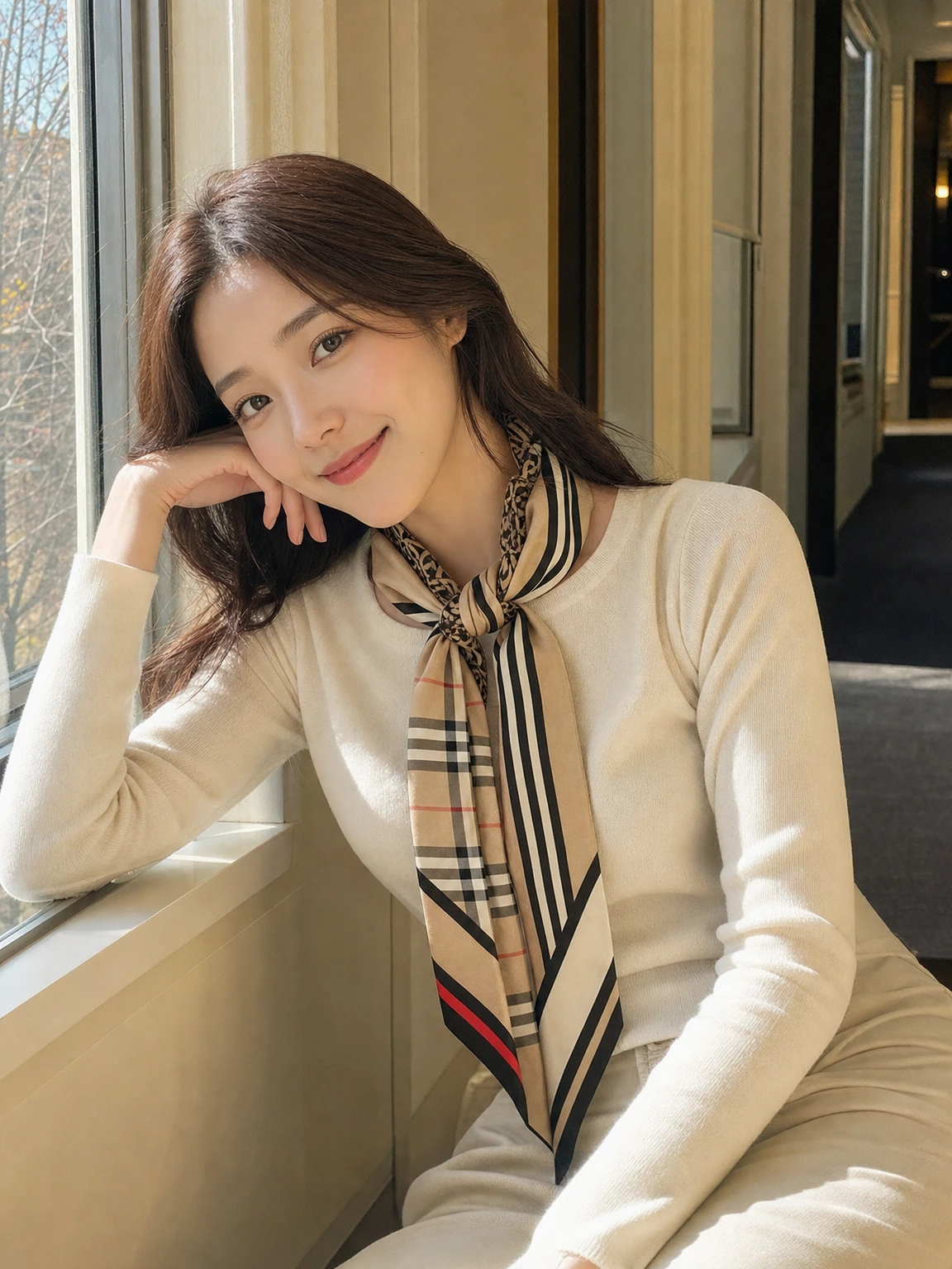 봄가을 포인트가 되는 스카프