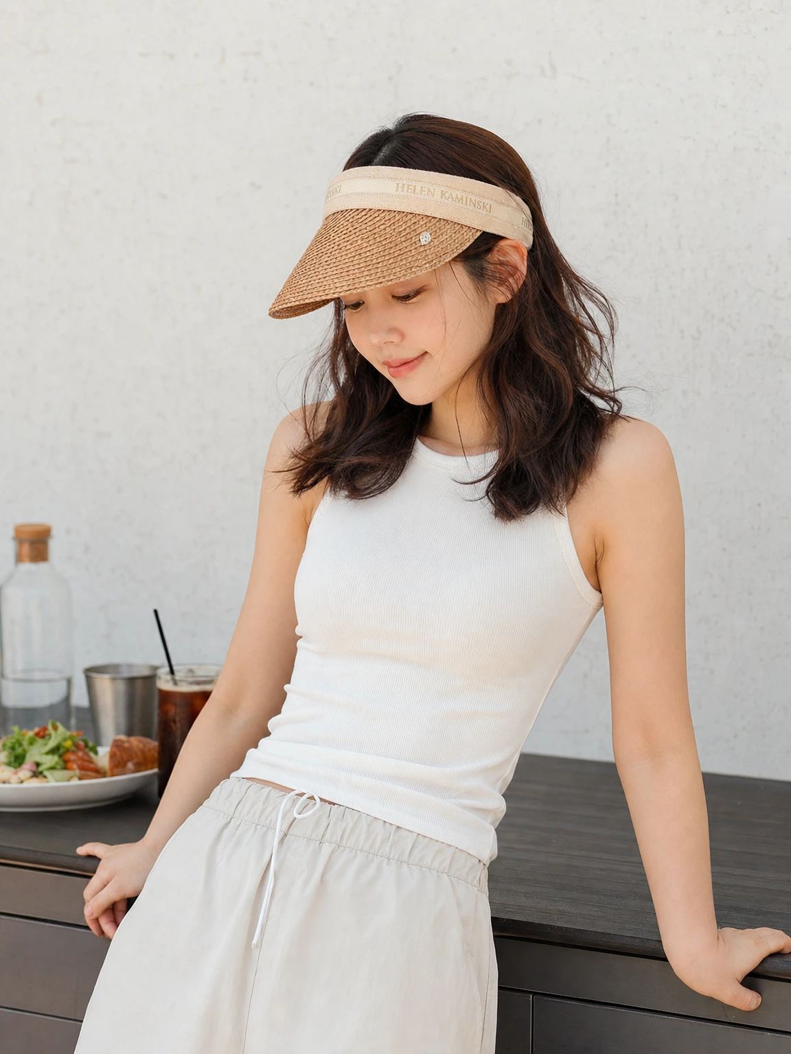라피아 짜임 선캡