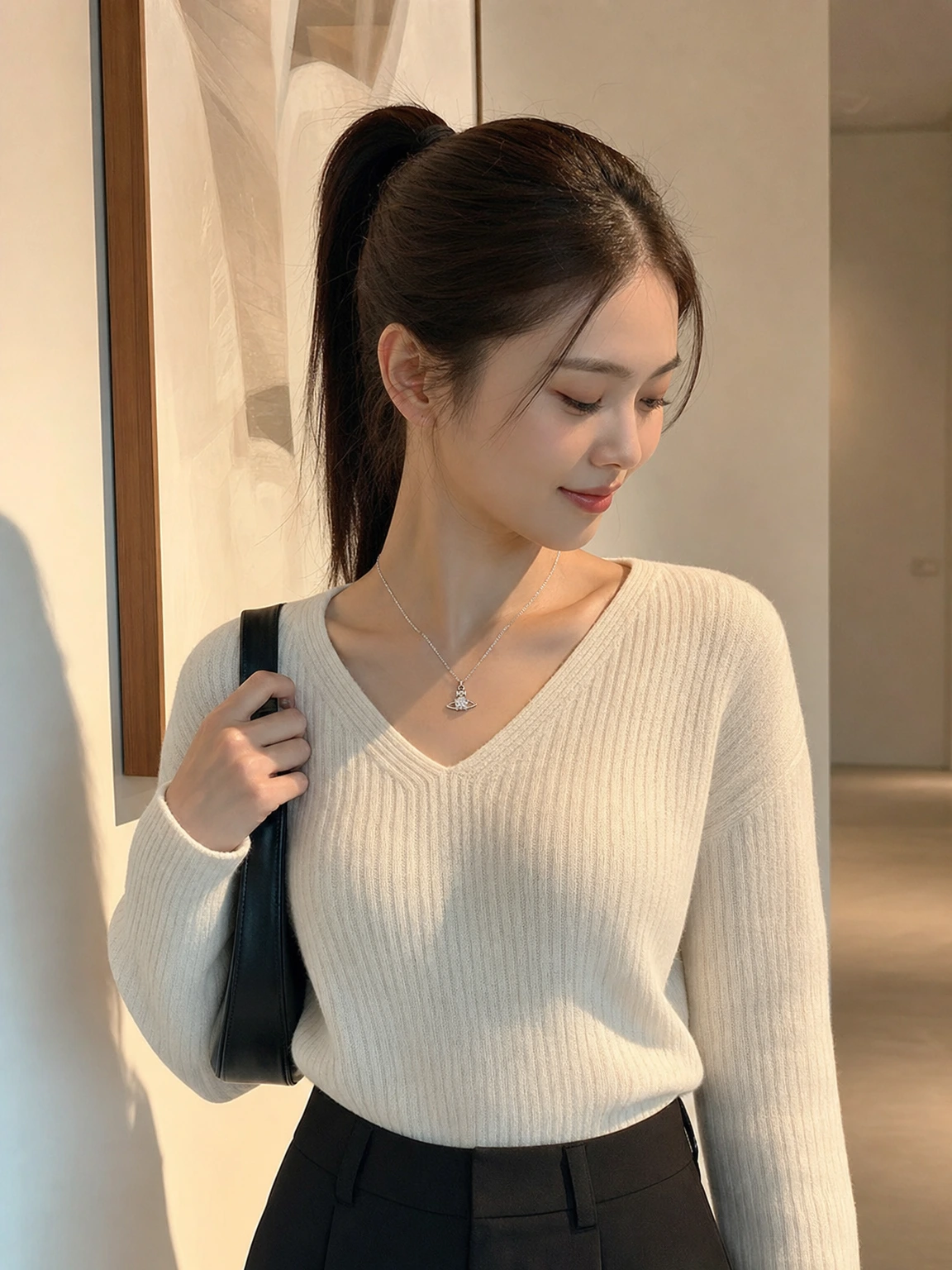 작은 오브가 반짝이는 펜던트