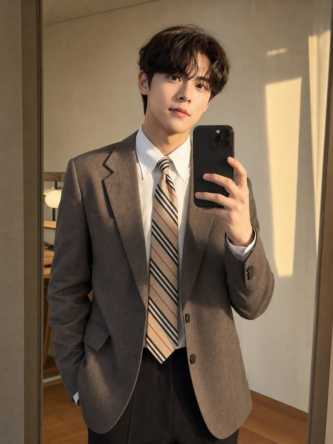 클래식 체크가 돋보이는 넥타이