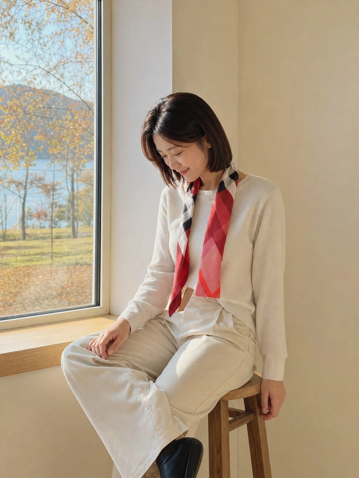 가방 손잡이 포인트 실크 스카프
