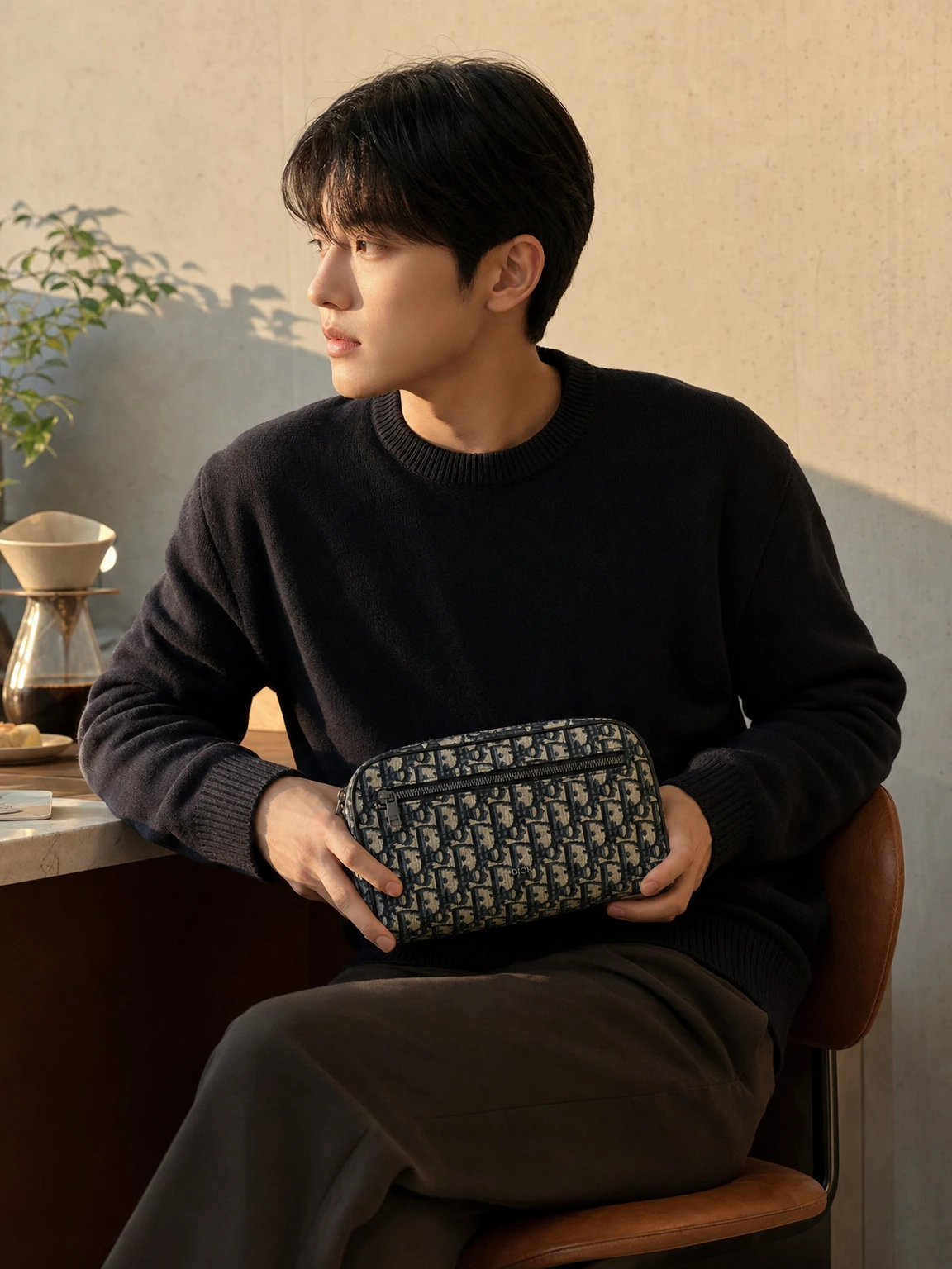 호텔 욕실을 정돈하는 토일레트리백
