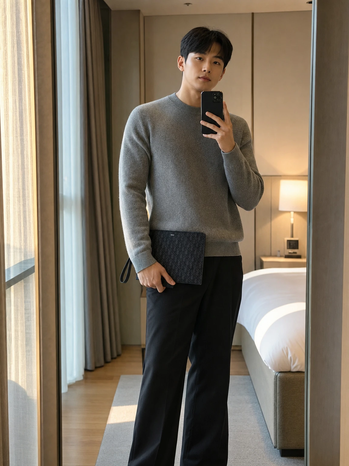 규칙적인 모노그램이 돋보이는 클러치
