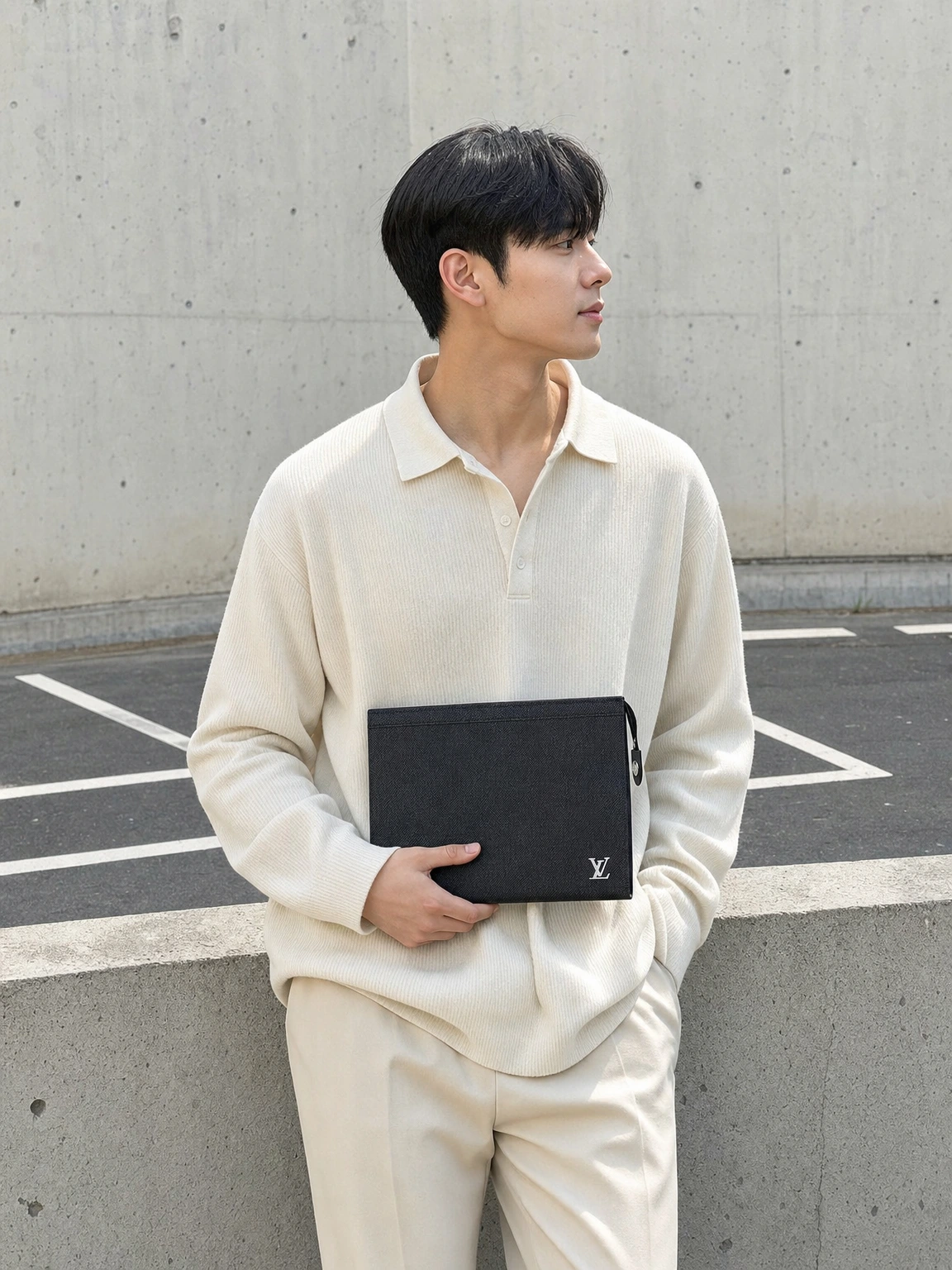 메탈 로고가 깔끔한 포쉐트 클러치