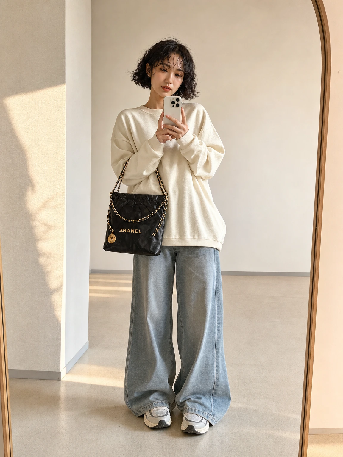부드럽게 주름지는 체인 숄더백