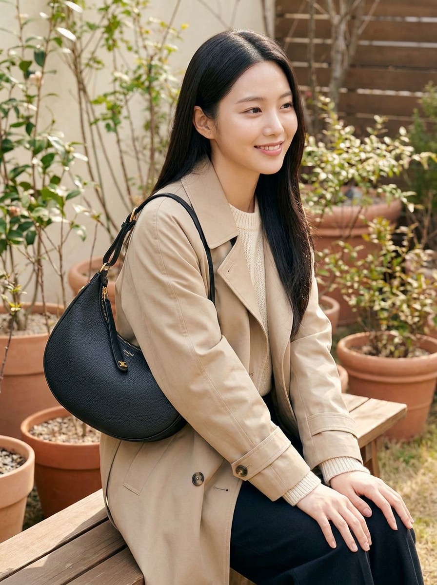 유연한 곡선이 돋보이는 숄더백